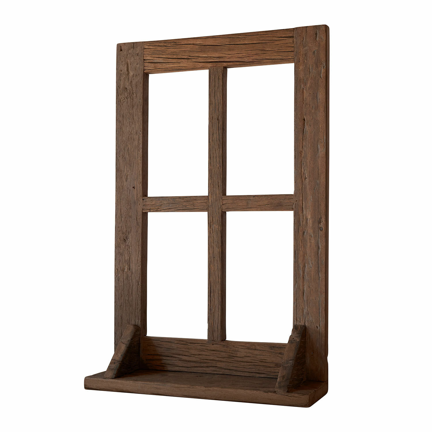 Deko-Fenster Rowenyl Rustikaler brauner Holzrahmen mit Ablagefläche, Vintage-Dekoration aus Naturholz
