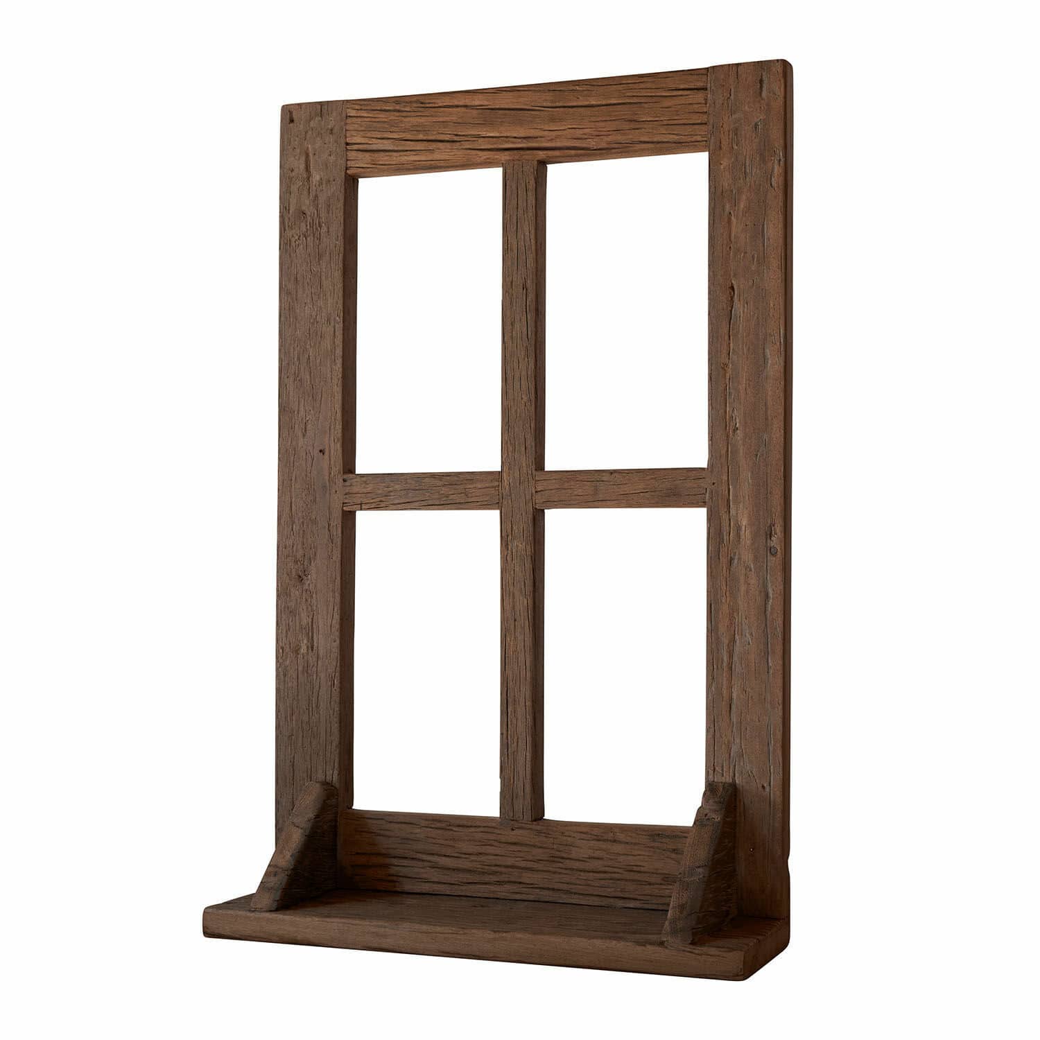 Deko-Fenster Rowenyl Rustikaler brauner Holzrahmen mit Ablagefläche, Vintage-Dekoration aus Naturholz