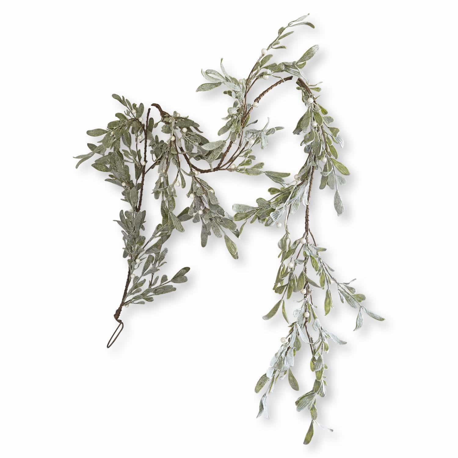 Girlande Cunnig Dekorative Girlande mit grünen Blättern und weißen Perlen auf braunem Draht, festlicher Schmuck