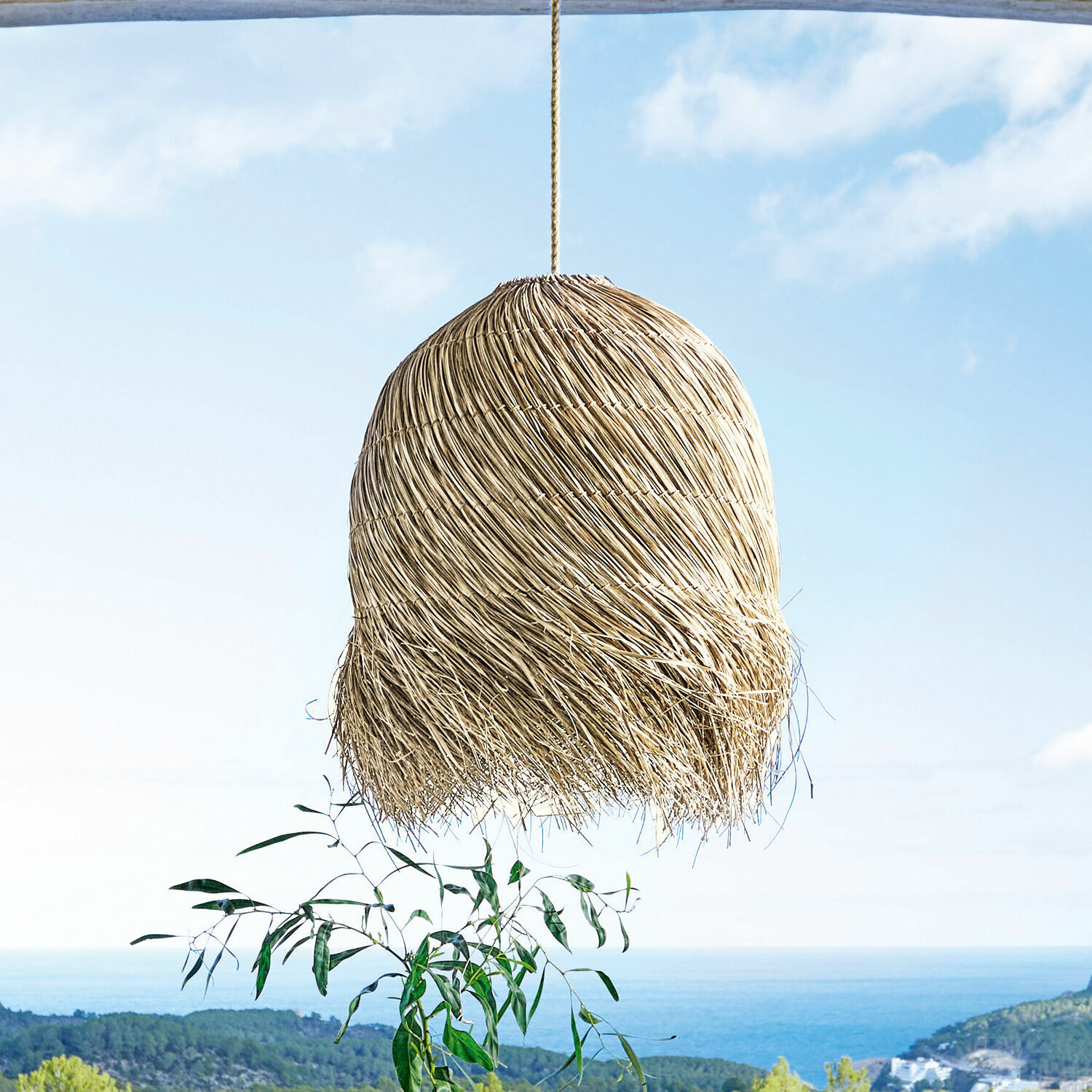 Lampenschirm Little Shereena Hängelampe aus natürlichem Rattan in Beige, dekorative Deckenleuchte für Innen- und Außenbereich