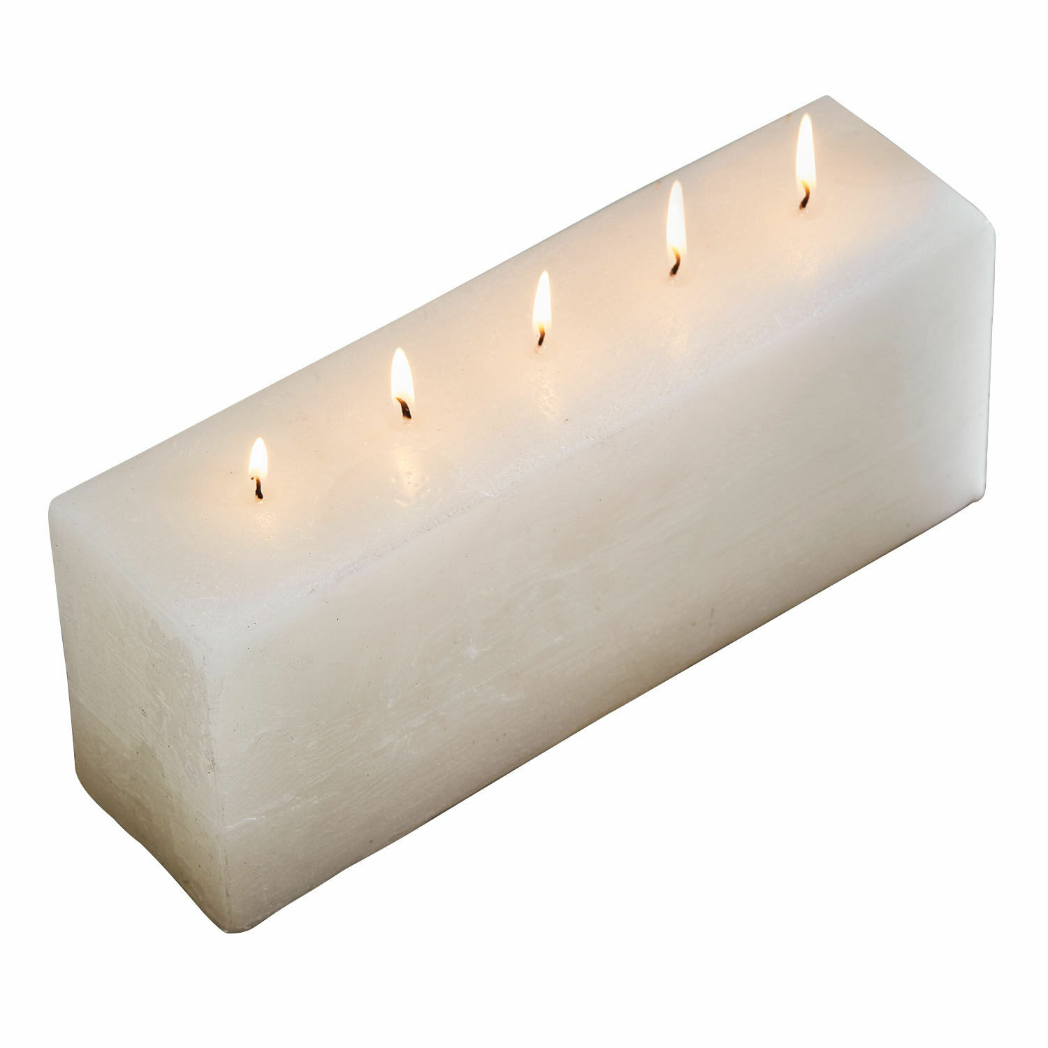 Kerze Thalara Weiße rechteckige Kerze mit fünf brennenden Dochten, dekorativ und stimmungsvolles Licht