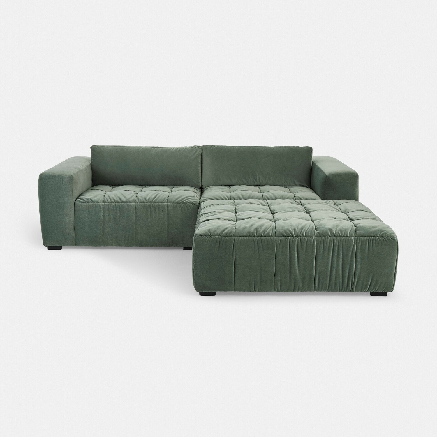 Moderne grüne Eckcouch aus weichem Stoff, ideal für Wohnzimmer und gemütliche Entspannung