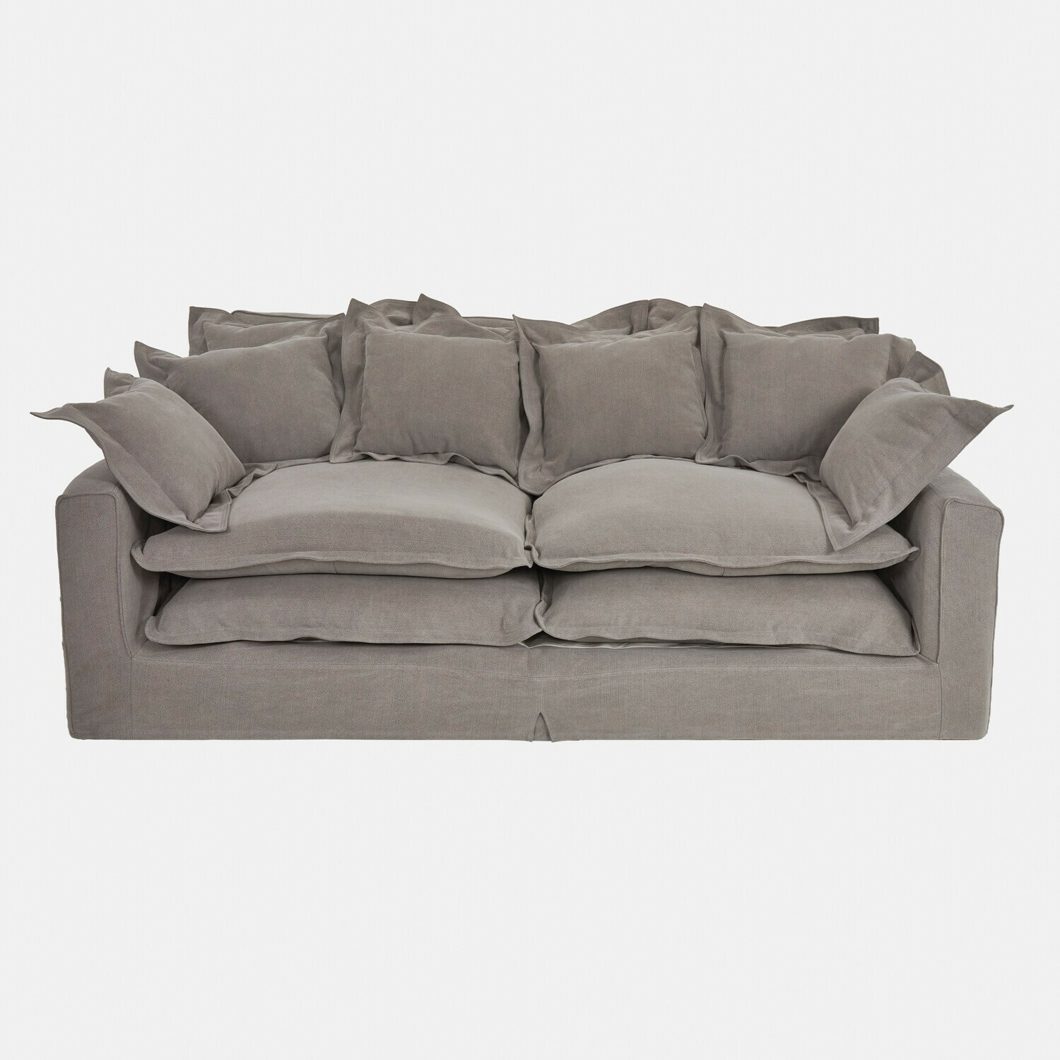 grau Graues Terell Sofa aus weichem Stoff mit vielen Kissen, bequem für Wohnzimmer