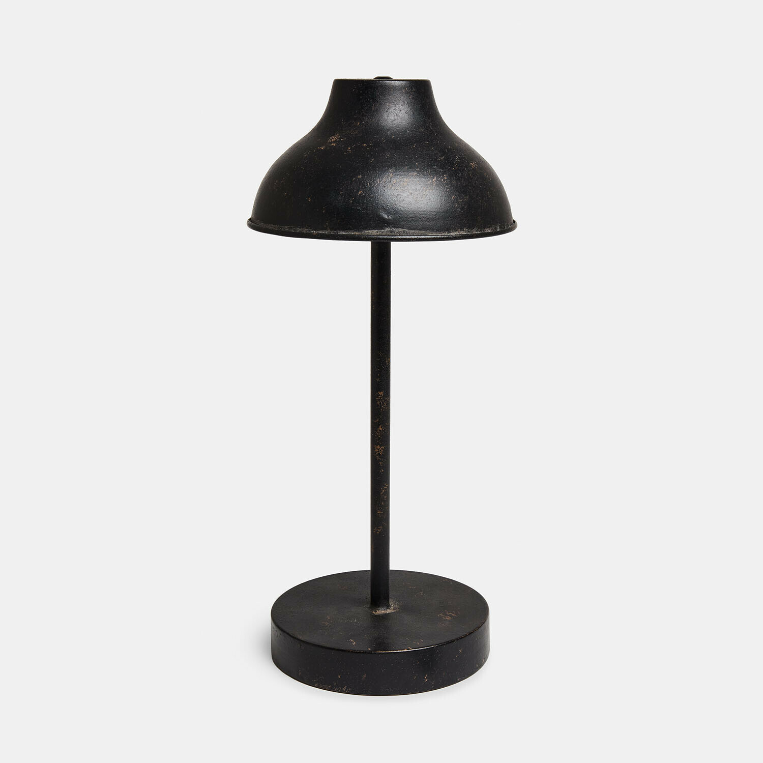 Wiederaufladbare LED-Tischlampe Henvique Schwarze Metall-Tischlampe mit runder Basis und Vintage-Schirm für Innenbeleuchtung