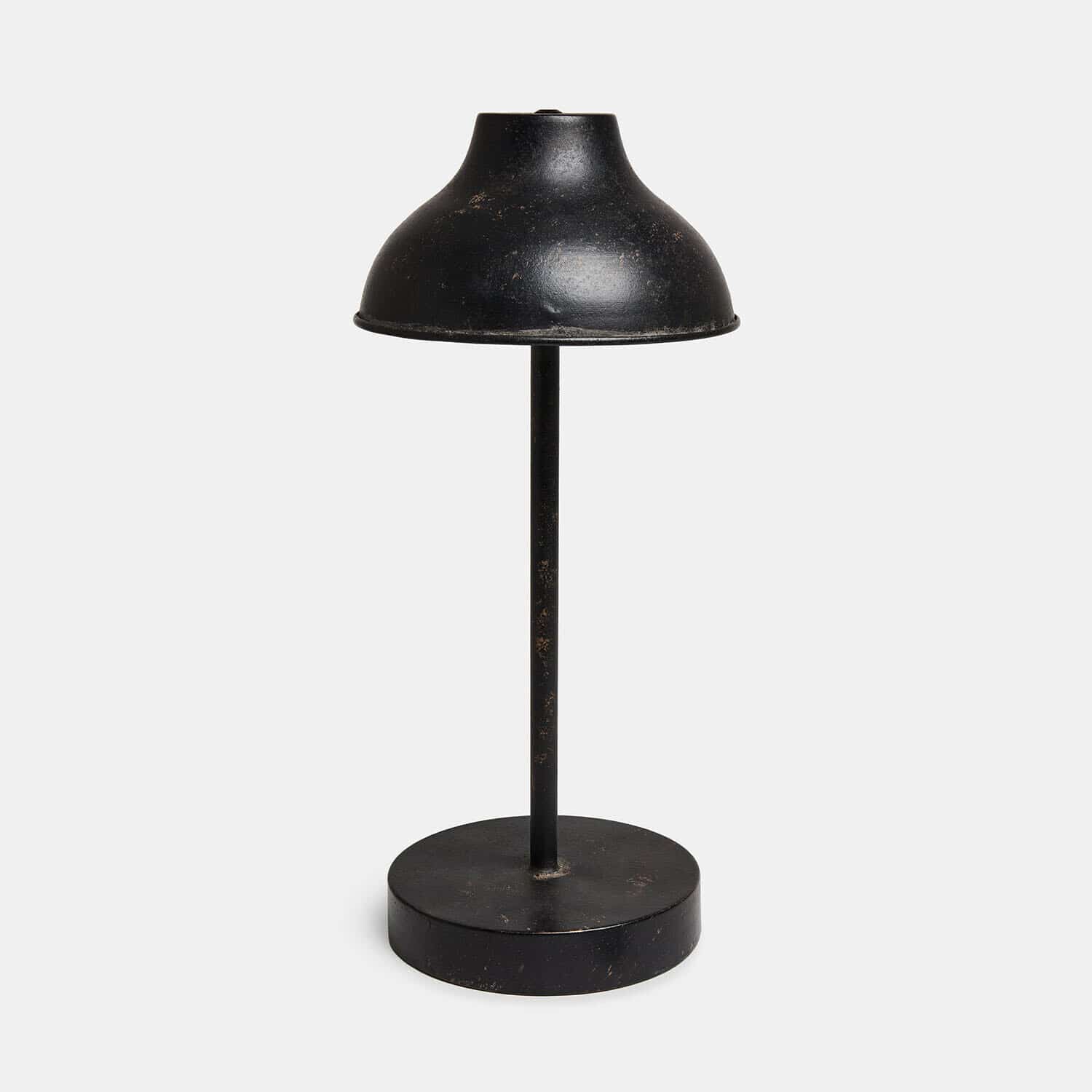 Wiederaufladbare LED-Tischlampe Henvique Schwarze Metall-Tischlampe mit runder Basis und Vintage-Schirm für Innenbeleuchtung