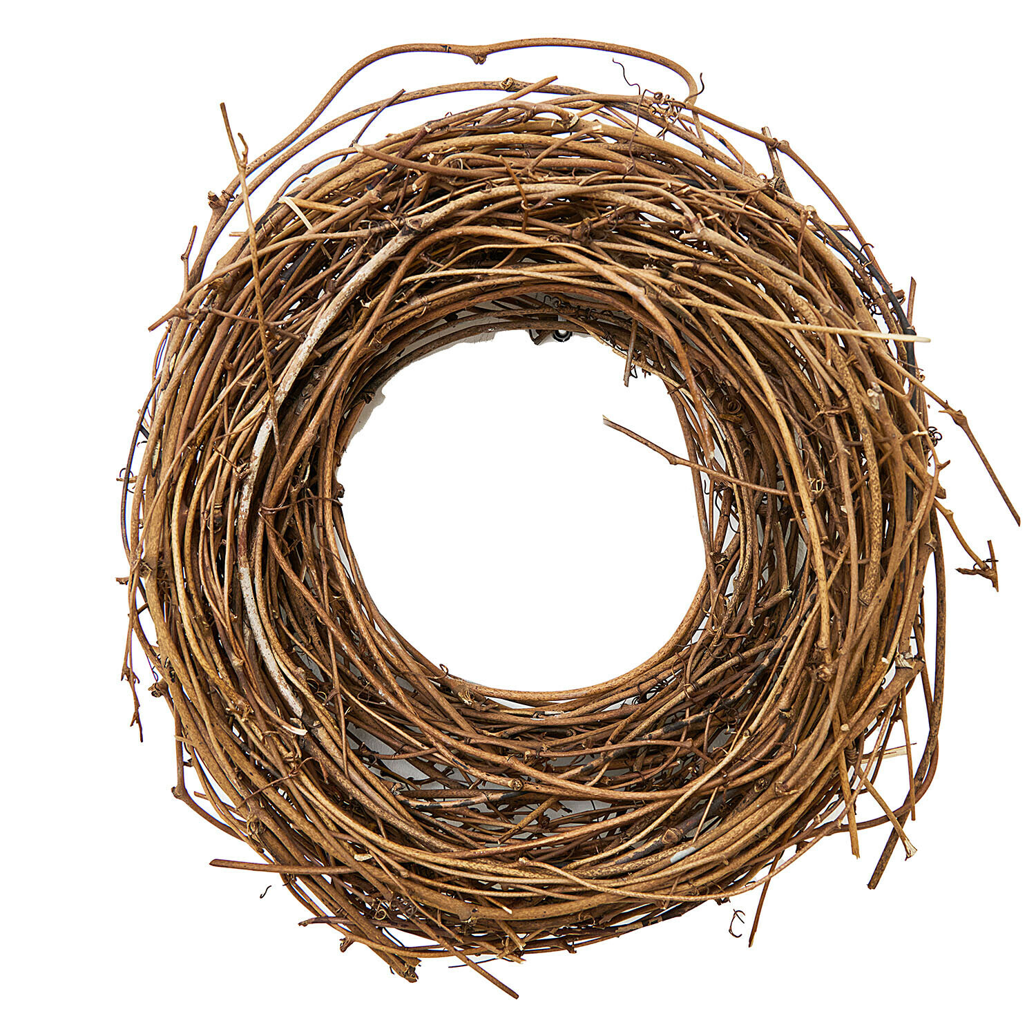 Dekorativer Kranz aus natürlichen braunen Zweigen, Wand- oder Türdeko im Landhausstil