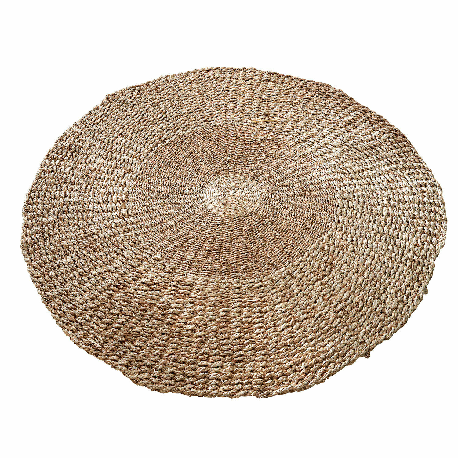 Teppich Hénaménil Runder Teppich aus natürlichem, geflochtenem Seegras in Beige für nachhaltige Wohnkultur