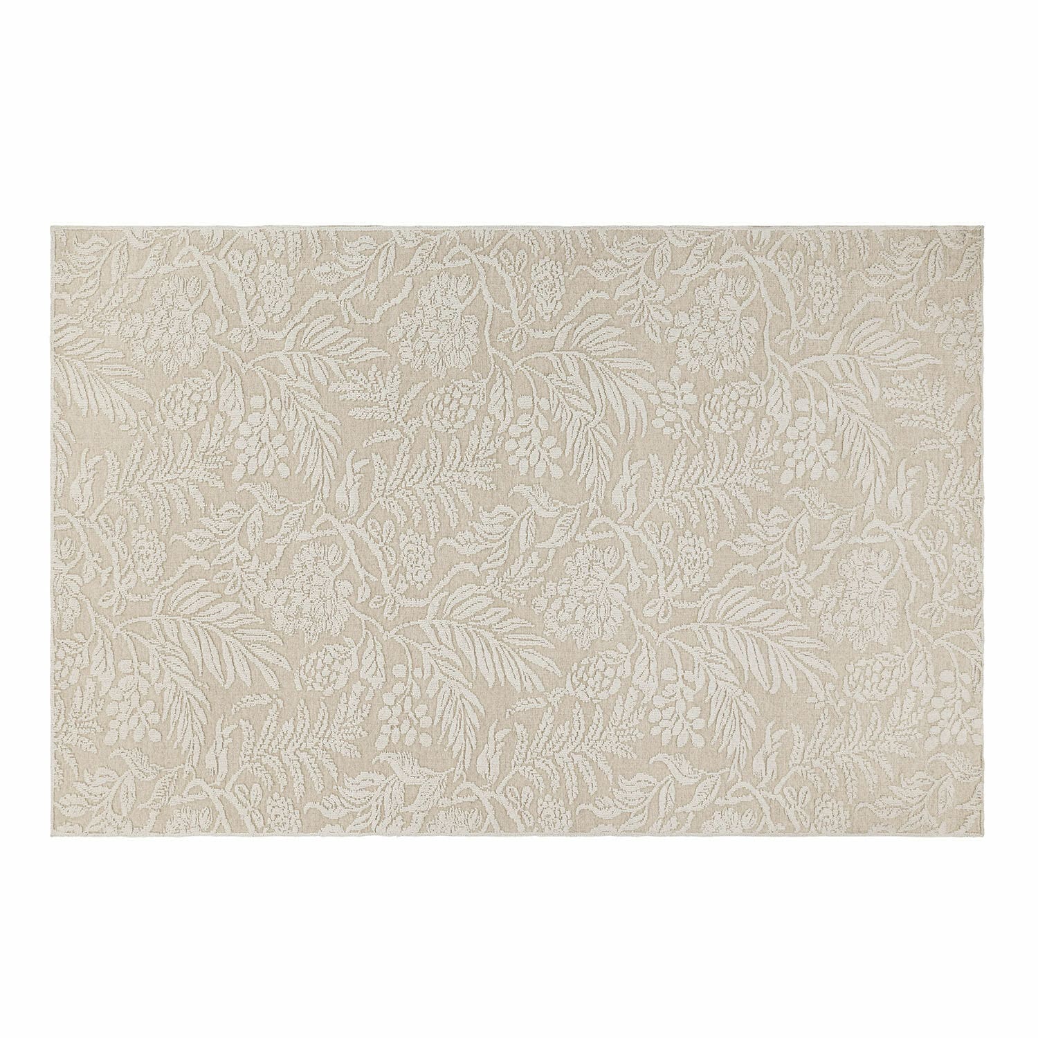 Teppich Azimra Beiger Baumwollteppich mit feinem Blumenmuster, ideal für Wohnraumgestaltung
