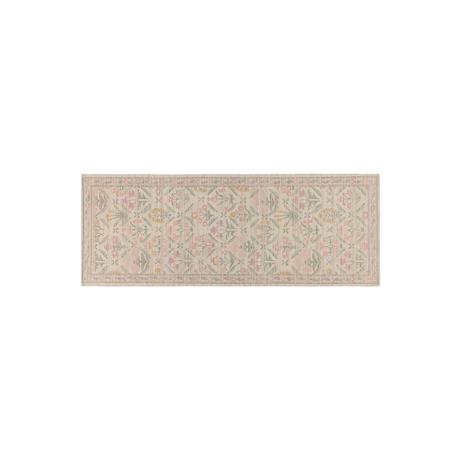 Läufer Jardin d'Été Beiger Teppichläufer mit zartem pastellfarbenem Blumenmuster, weiches Material für Wohnräume