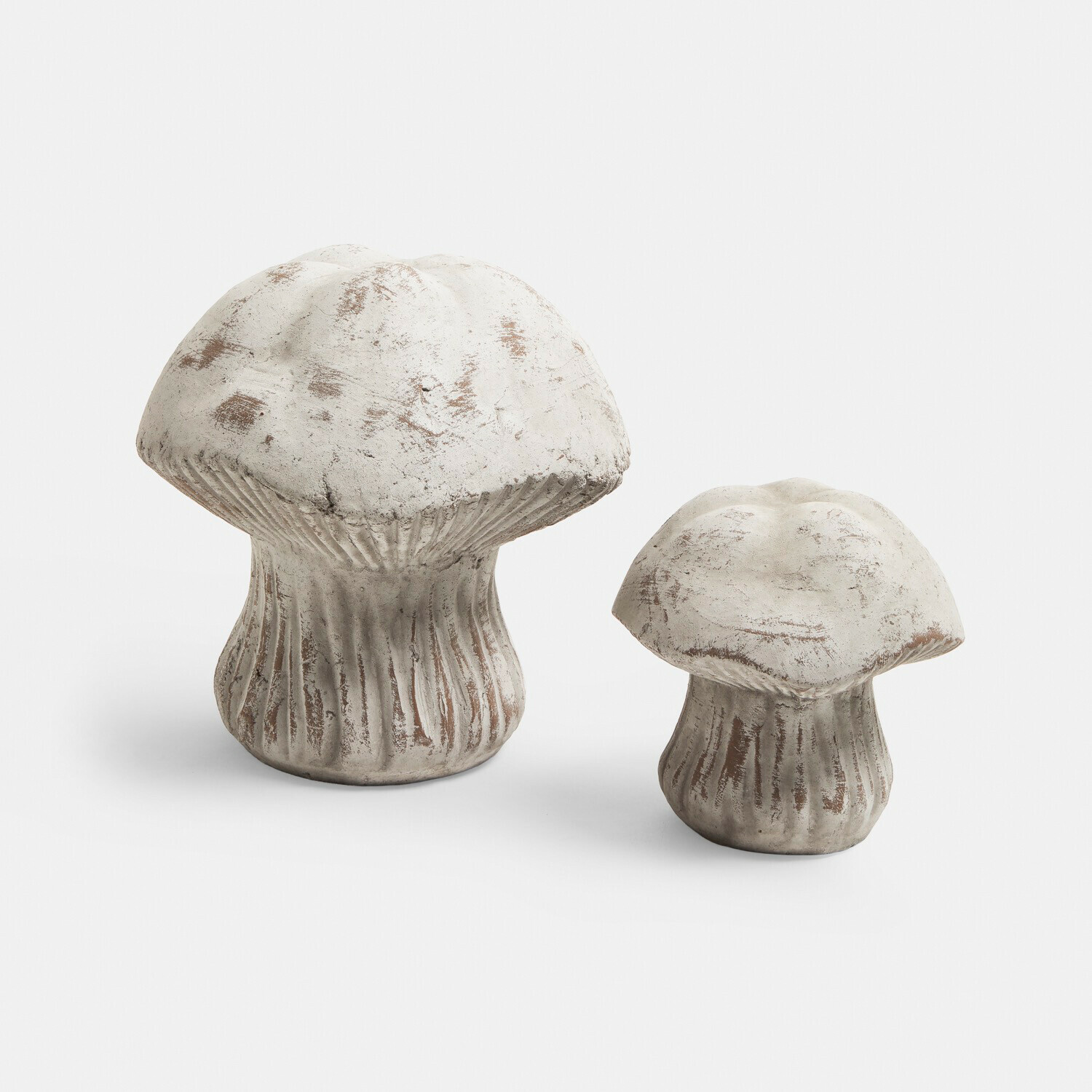 Deko-Pilz 2er Set Tannsy Dekorative Pilze aus weißem Beton mit Used-Look für Garten und Wohnraum