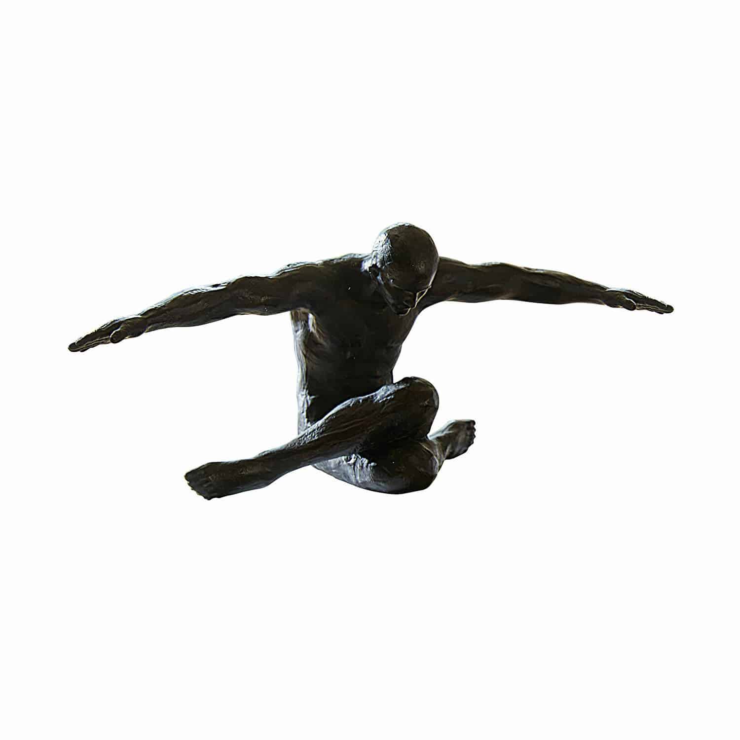 Figur Smitty Schwarze Metallskulptur eines sitzenden Mannes mit ausgestreckten Armen als moderne Deko