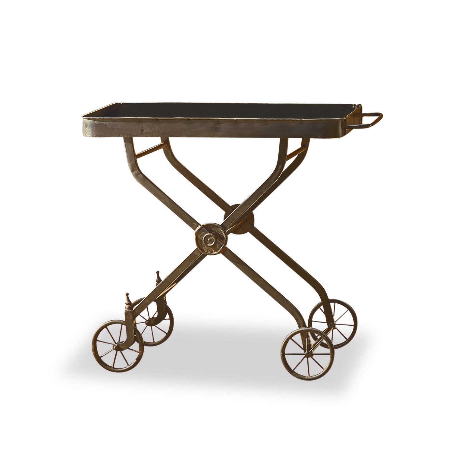 Servierwagen Norfolk Metall-Servierwagen in dunklem Braun mit Rädern, ideal für Wohnzimmer und Garten