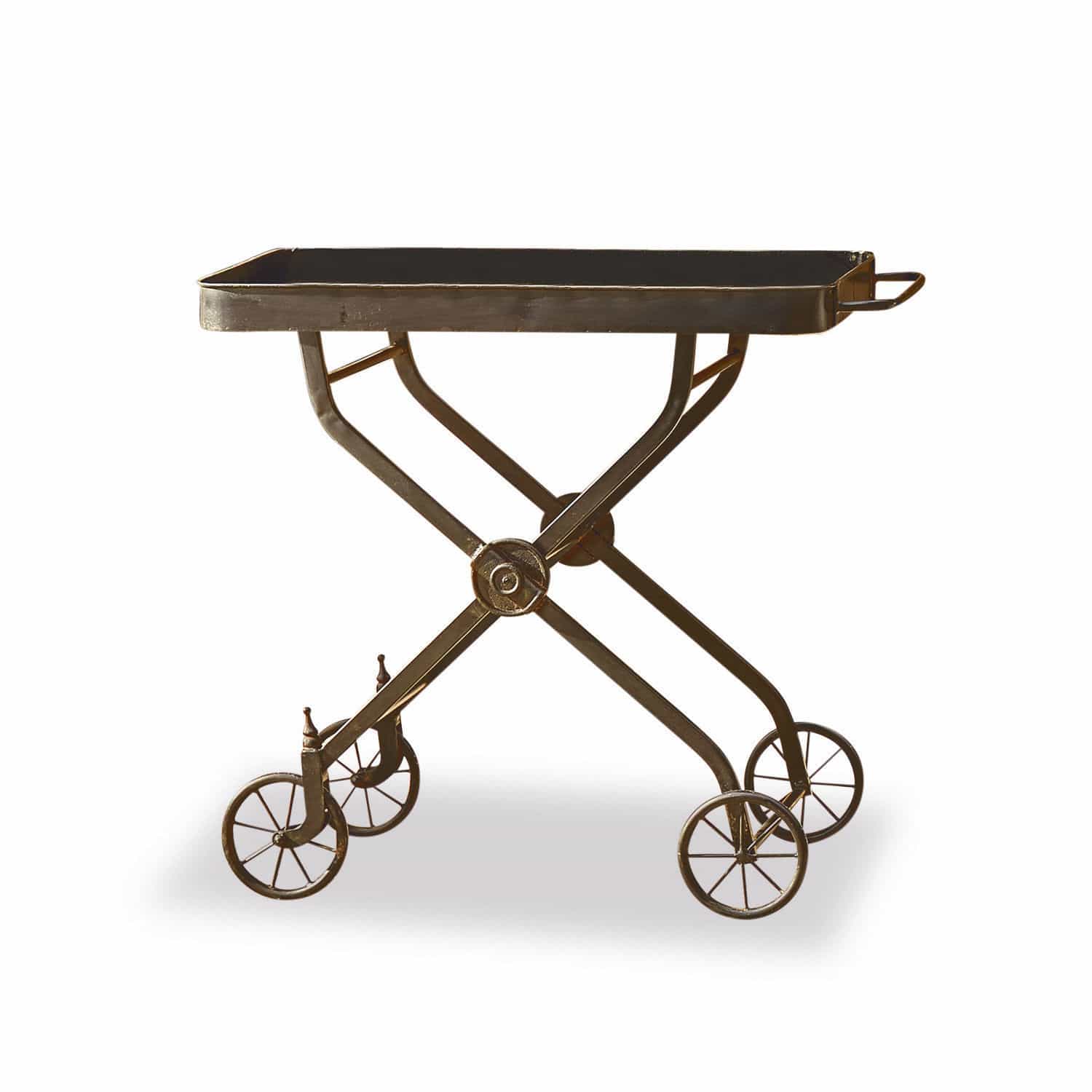 Servierwagen Norfolk Metall-Servierwagen in dunklem Braun mit Rädern, ideal für Wohnzimmer und Garten