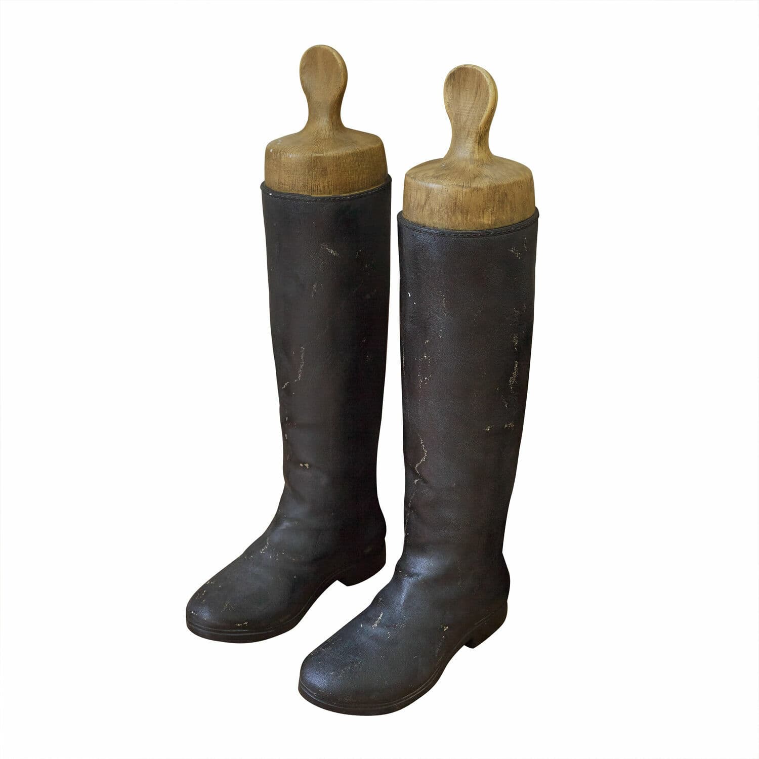 Deko-Stiefel Marnivaux Schwarze Lederstiefel mit Holzschuhspannern, klassisches Design zur Schuhpflege
