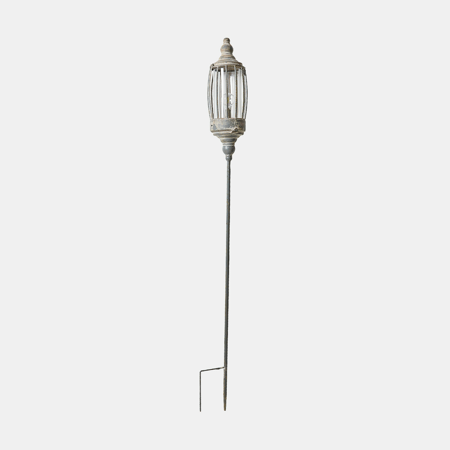 antikgrau Wiederaufladbare LED-Laterne Lagia in antikgrau mit Metallstab zum Einstecken im Garten