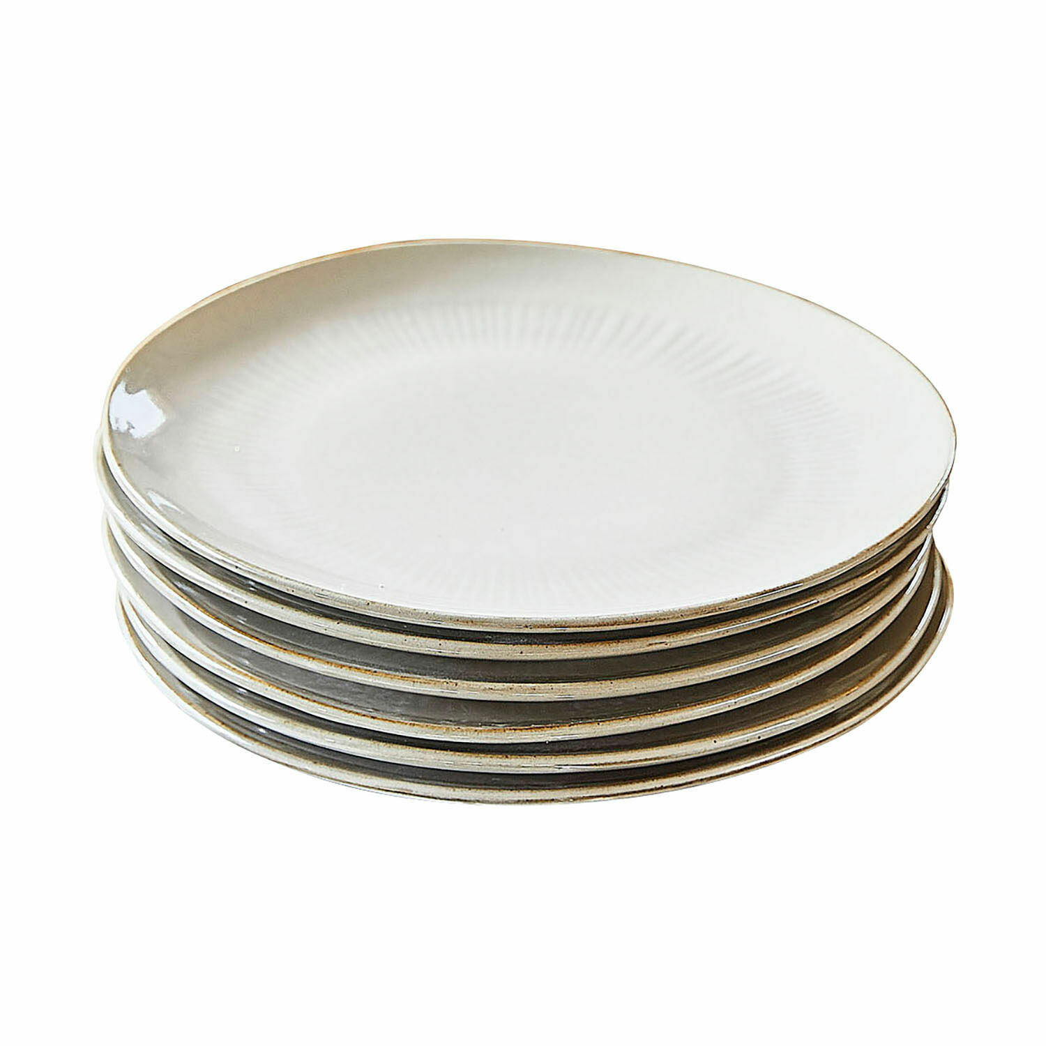 beige Set aus 6 beigen Desserttellern aus Keramik, elegantes Design für den täglichen Gebrauch