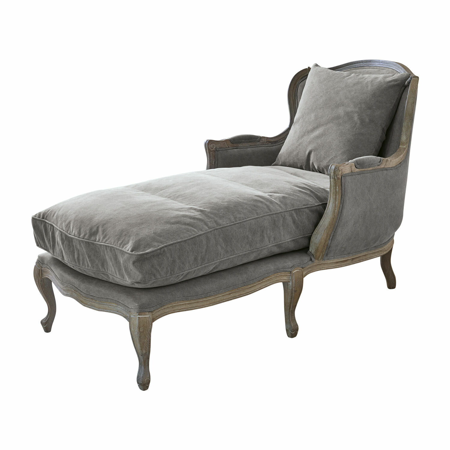 grau/braun Graue Chaiselongue mit Holzrahmen und weichem Polster, komfortables Wohnzimmermöbel