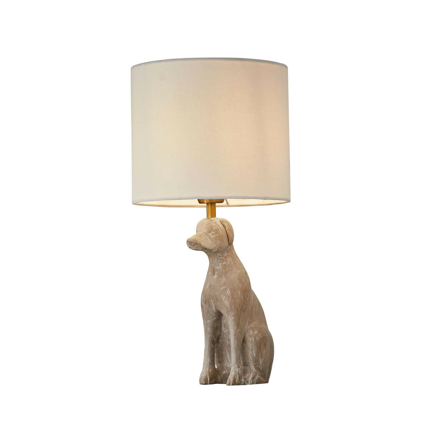 Tischlampe Calvix Tischlampe mit beiger Hundfigur als Sockel und cremefarbenem Lampenschirm, Wohnaccessoire