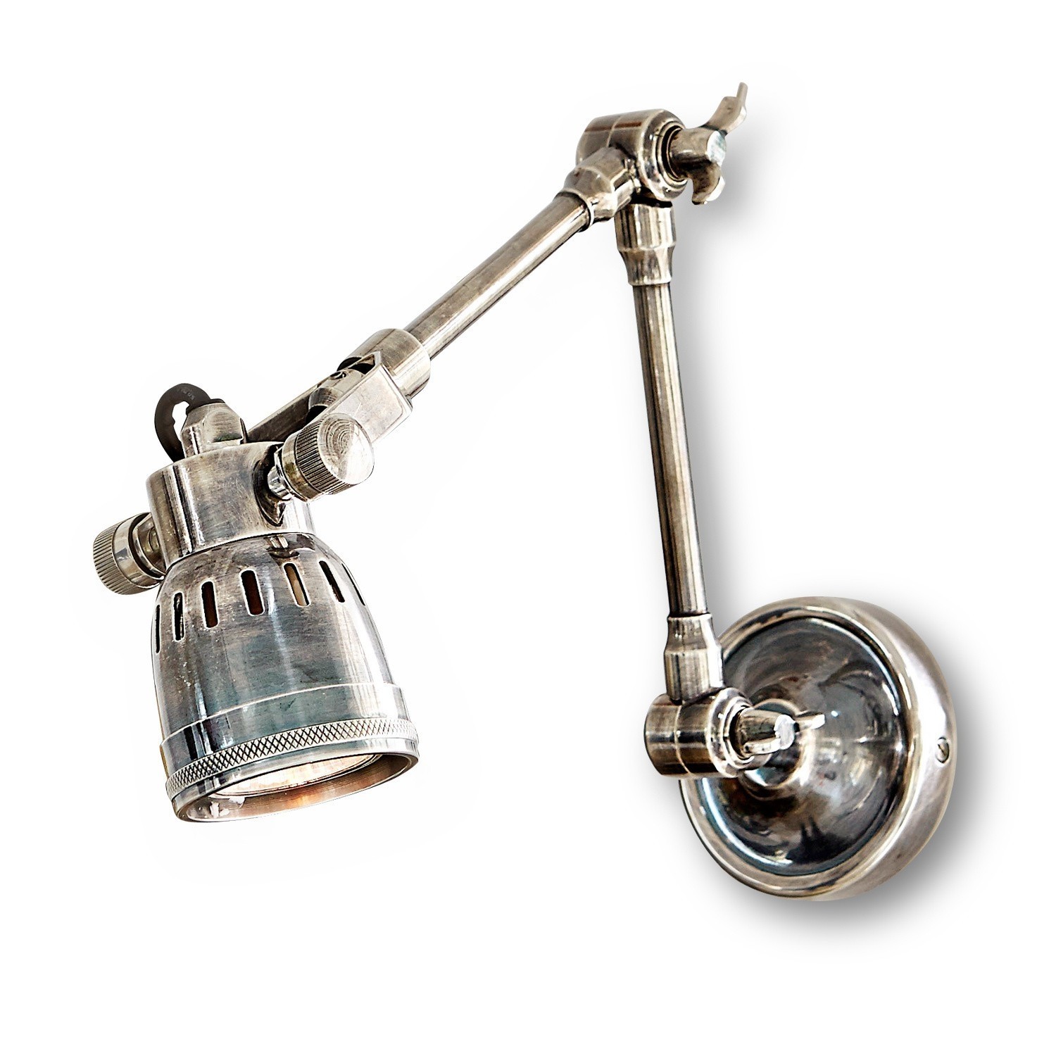 antiksilber Verstellbare Wandlampe Abagail in antiksilber mit Metallkorpus und Gelenkarm
