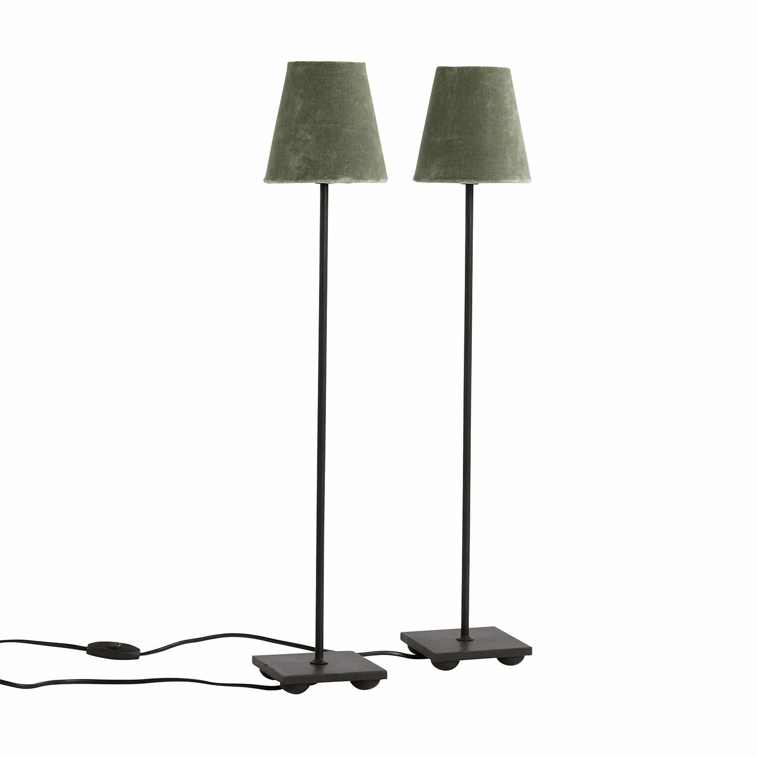 khaki/schwarz 2er-Set Tischlampen Filia mit schwarzer Basis und khakifarbenem Stoffschirm, modernes Licht