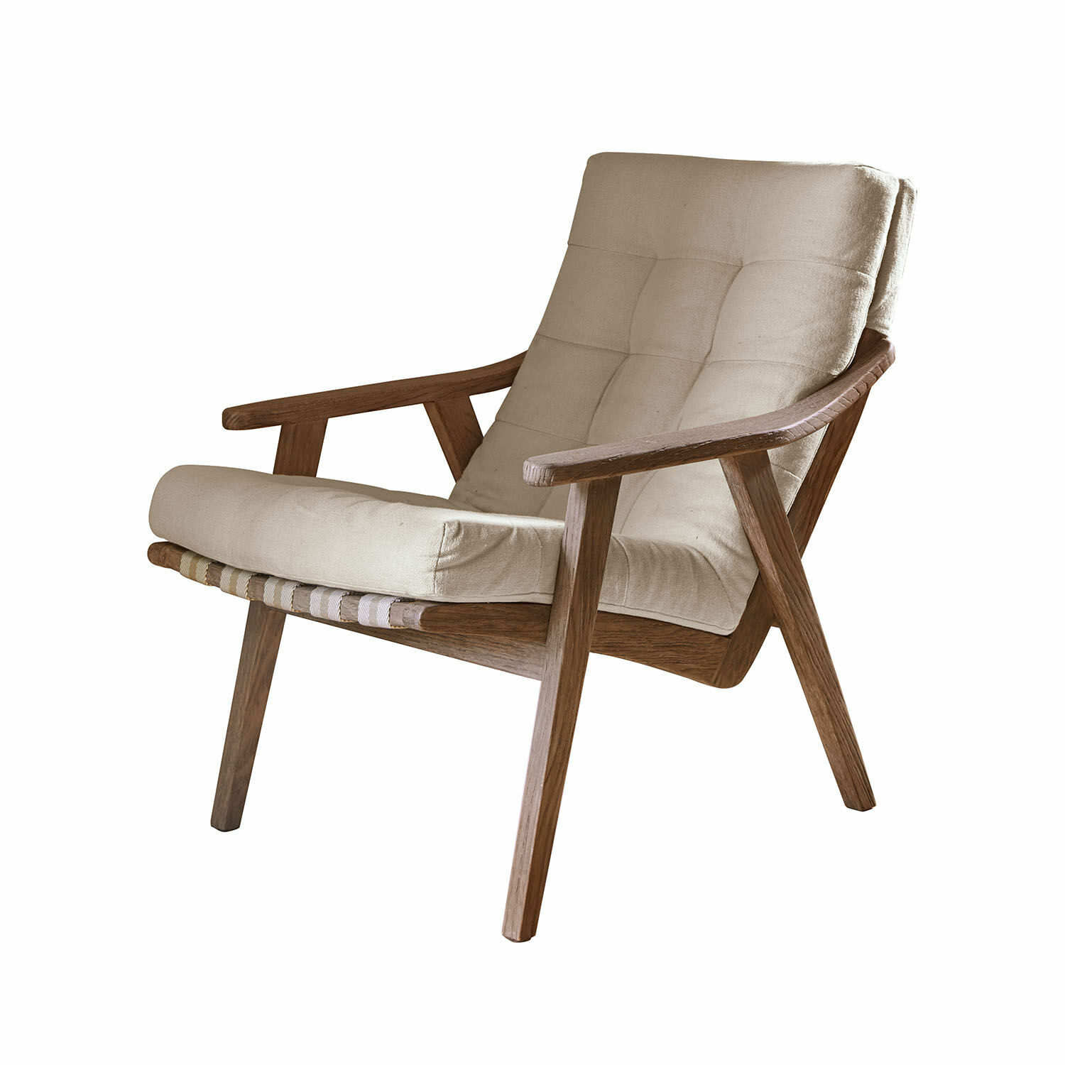 Sessel Rothwick Bequemer Sessel mit Holzgestell und beige gepolstertem Sitzkissen für Wohnzimmer