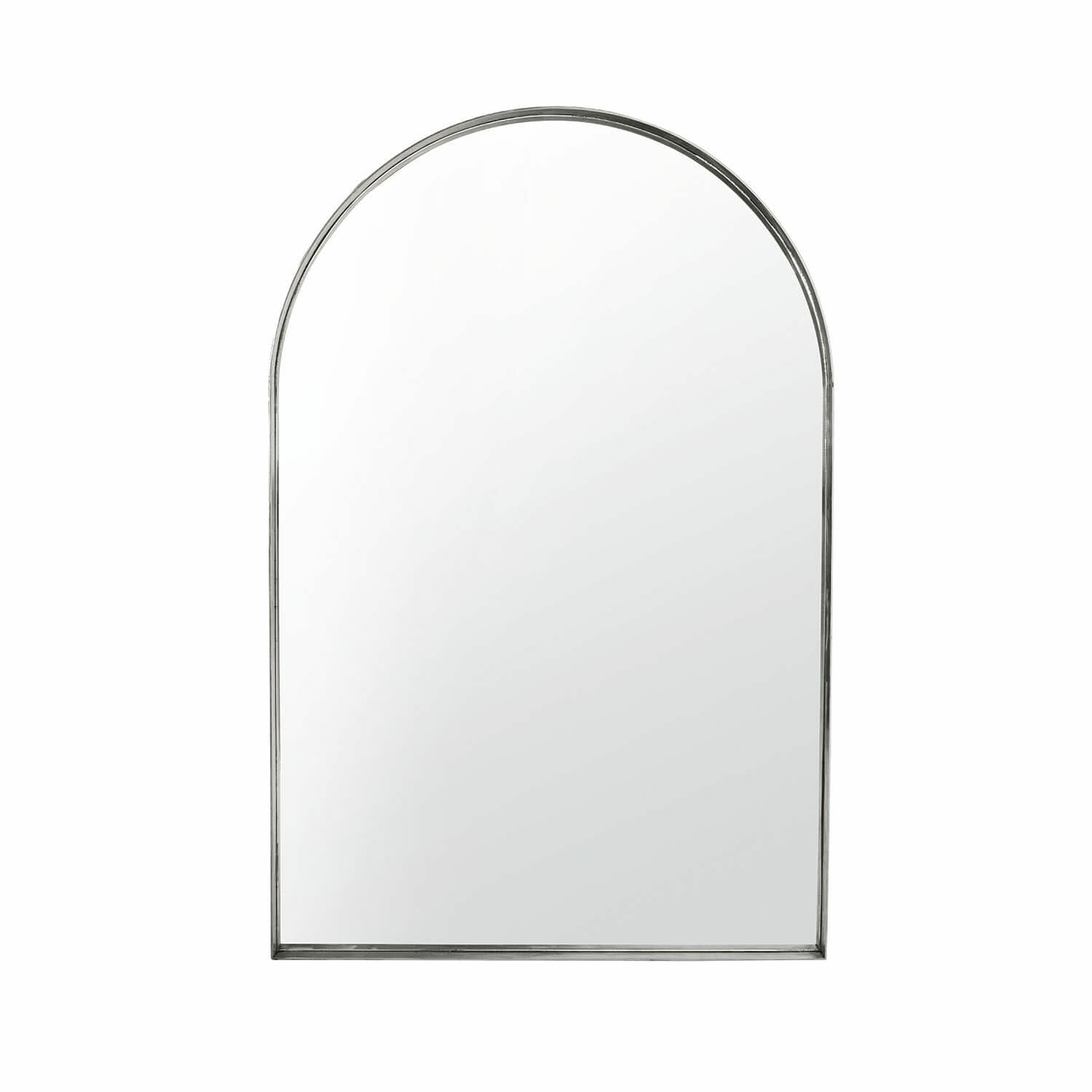 Spiegel Kellin Wandspiegel mit silbernem Metallrahmen in abgerundeter Form, modernes Design