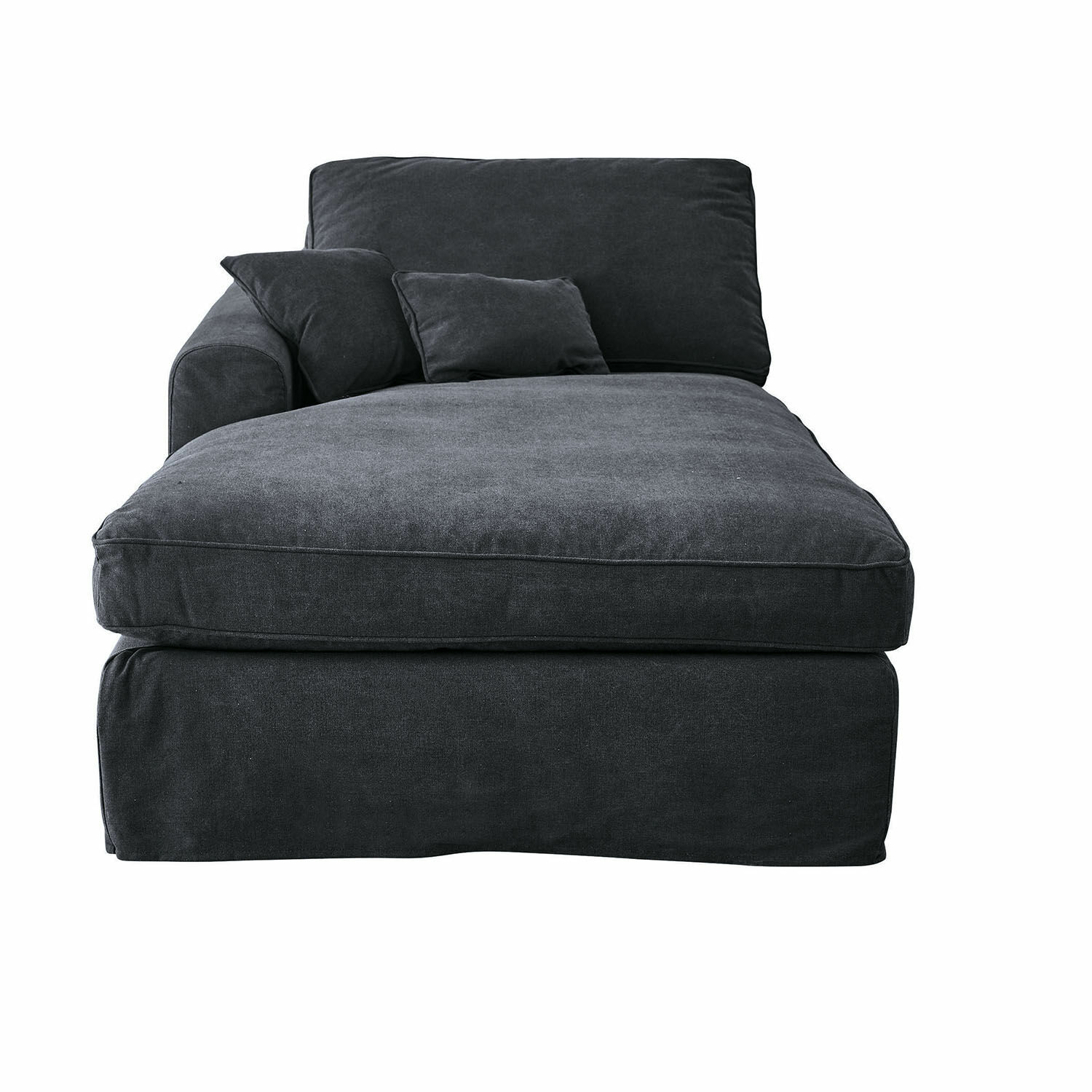 dunkelgrau Dunkelgraue Chaiselongue Seaford aus Stoff, bequeme und stilvolle Sofalösung fürs Wohnzimmer