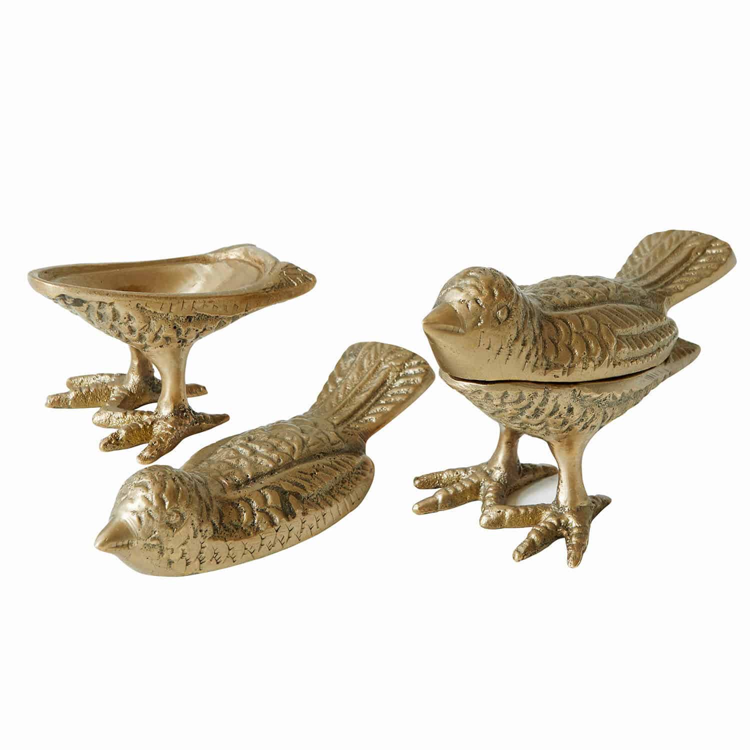 Deko-Vogel 2er Set Fairydell Goldfarbenes Metall-Dose in Vogel-Form mit Deckel, dekoratives Schmuckstück für den Tisch