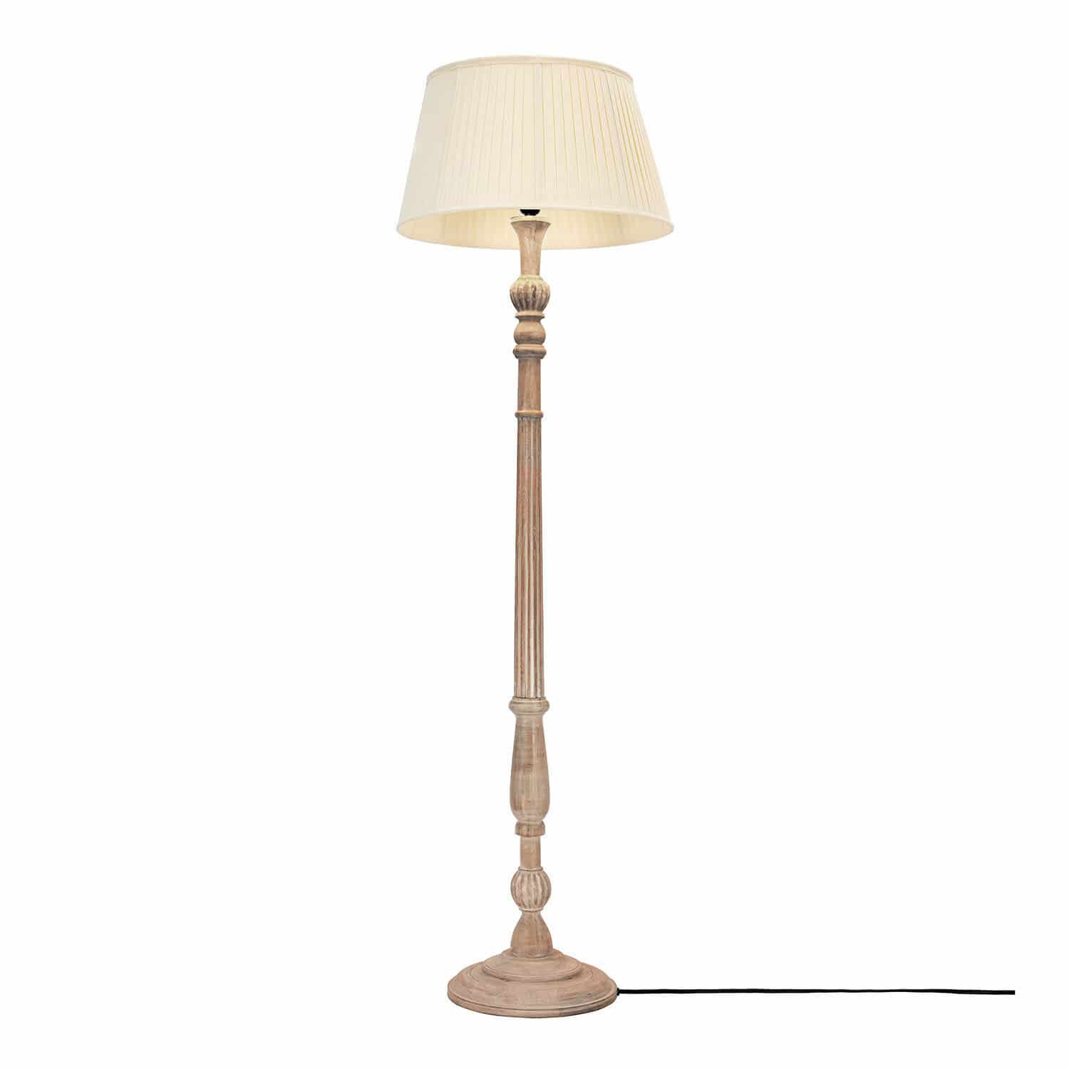 Stehlampe Morten Stehlampe aus Holz mit cremefarbenem Lampenschirm, klassisches Design für Wohnzimmer