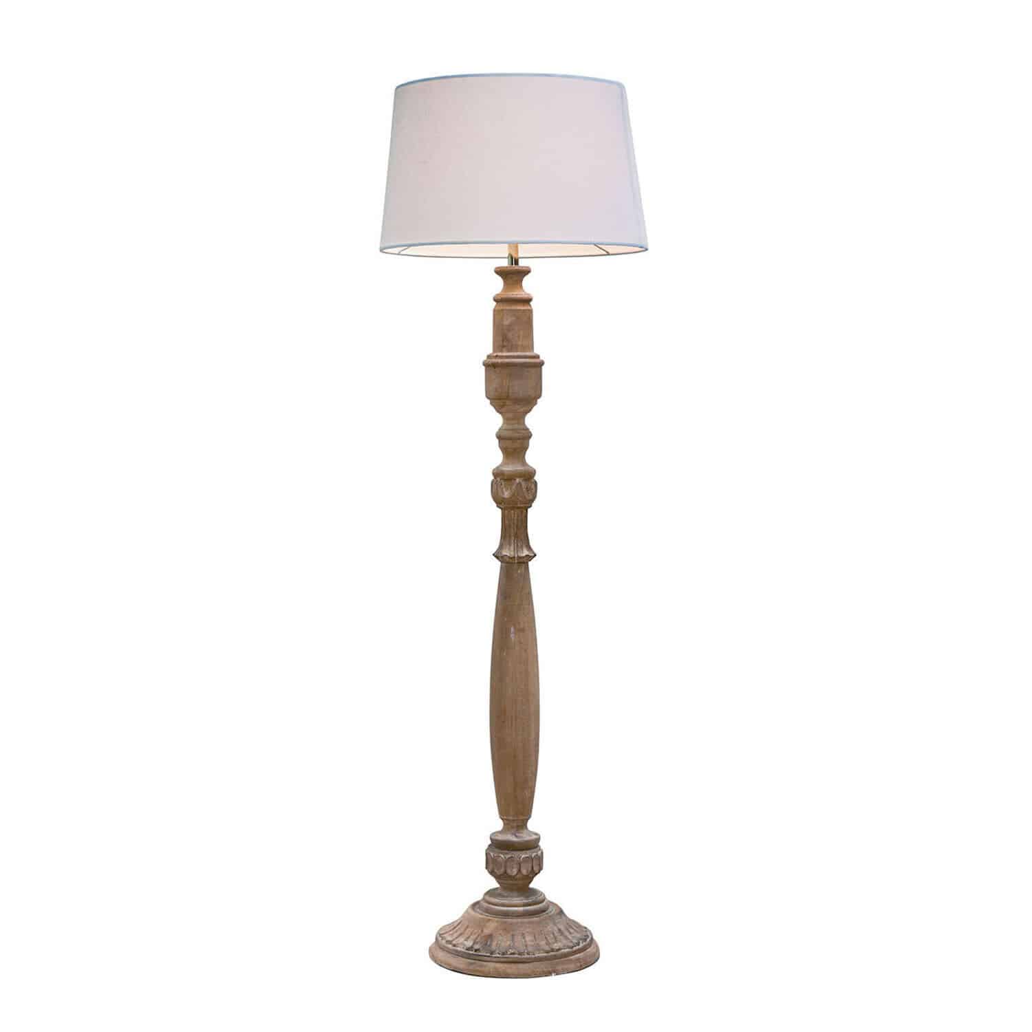 Stehlampe Wynleigh Stehlampe aus Holz mit weißem Lampenschirm, klassisches Design für Wohnzimmer, dekorative Stehleuchte