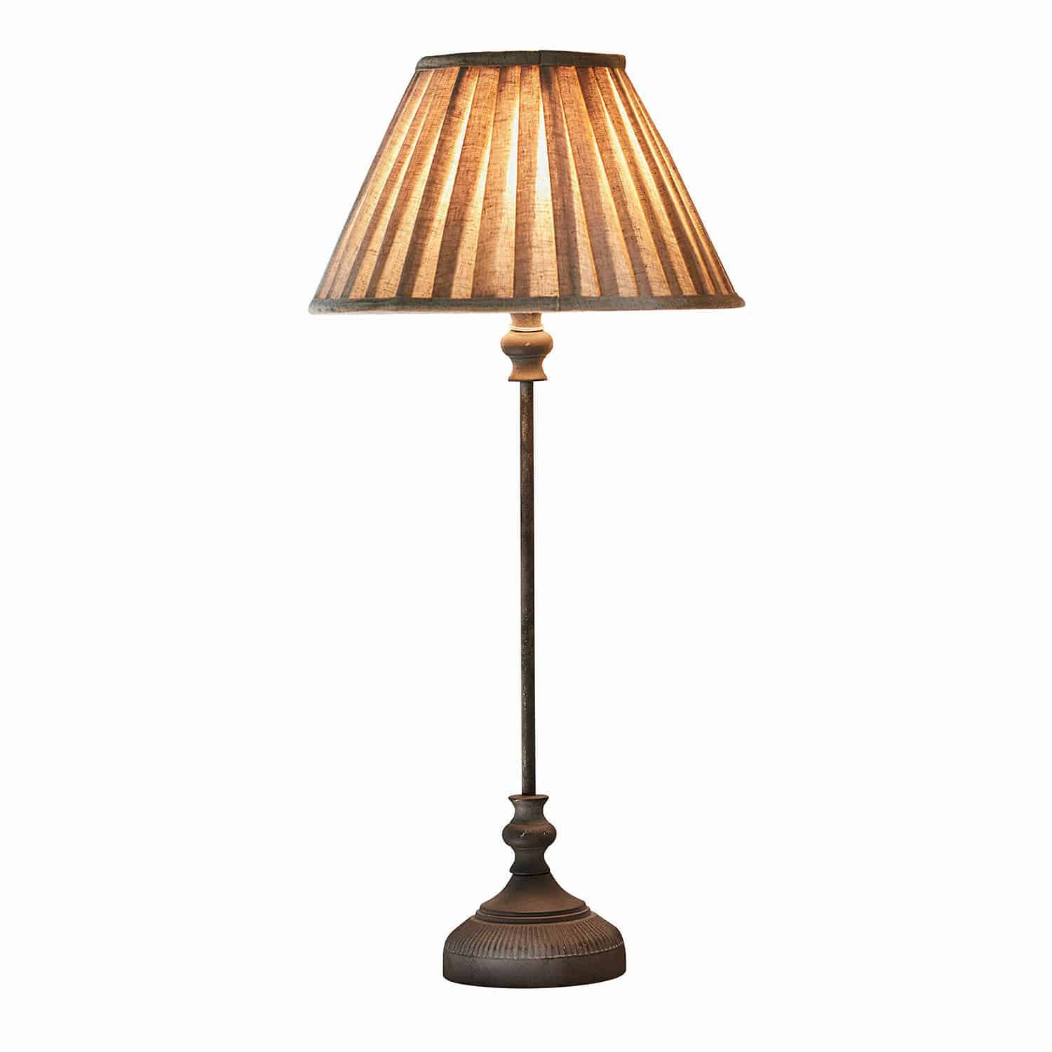 Tischlampe Ponsardin Tischlampe mit Metallfuß und beigem Stoffschirm, dekorative Wohnraumbeleuchtung
