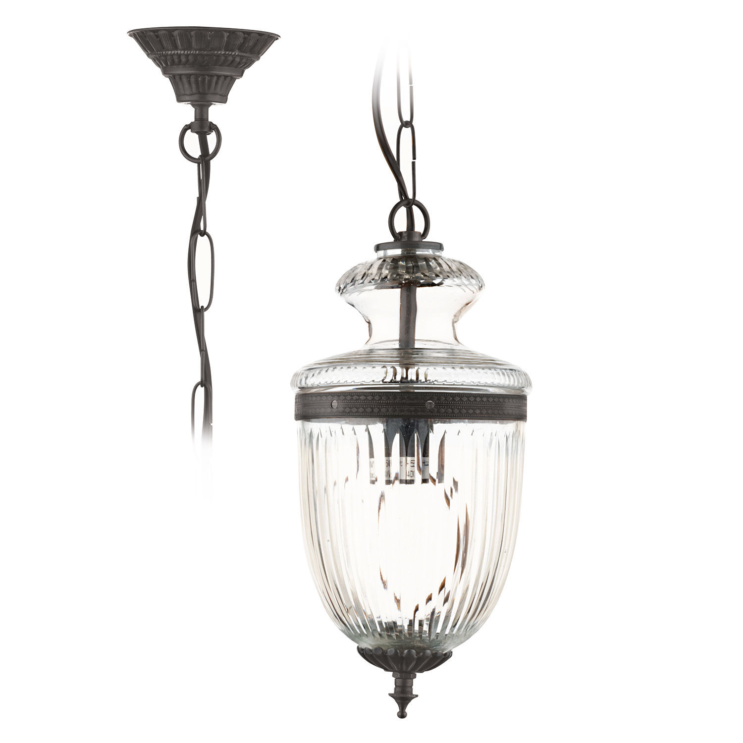 Hängelampe Marcel Hängelampe aus Glas mit schwarzen Metallelementen, dekorative Deckenleuchte im Vintage-Stil