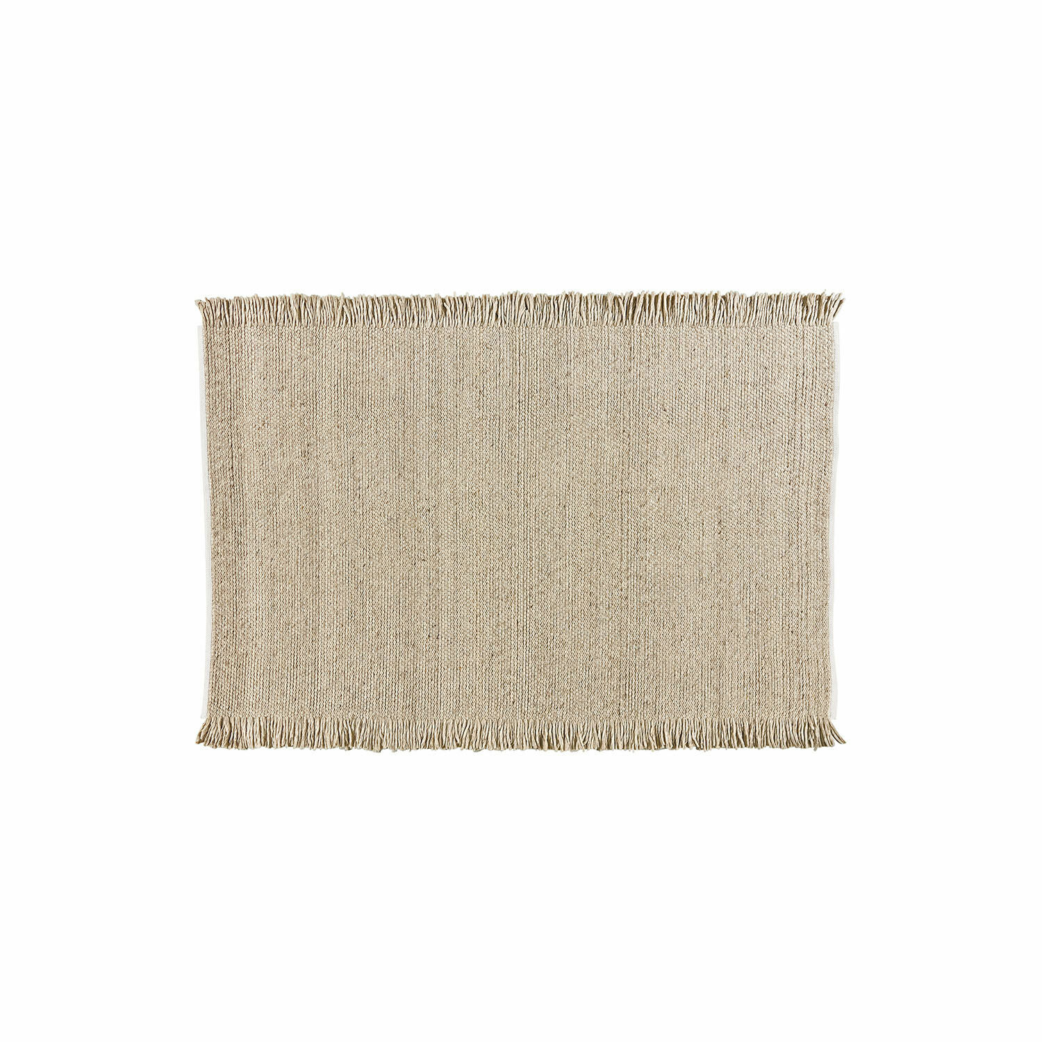 Teppich Levraut Beigefarbener Teppich mit Fransen aus Naturmaterial, ideal für Wohnraum und Bodenbelag