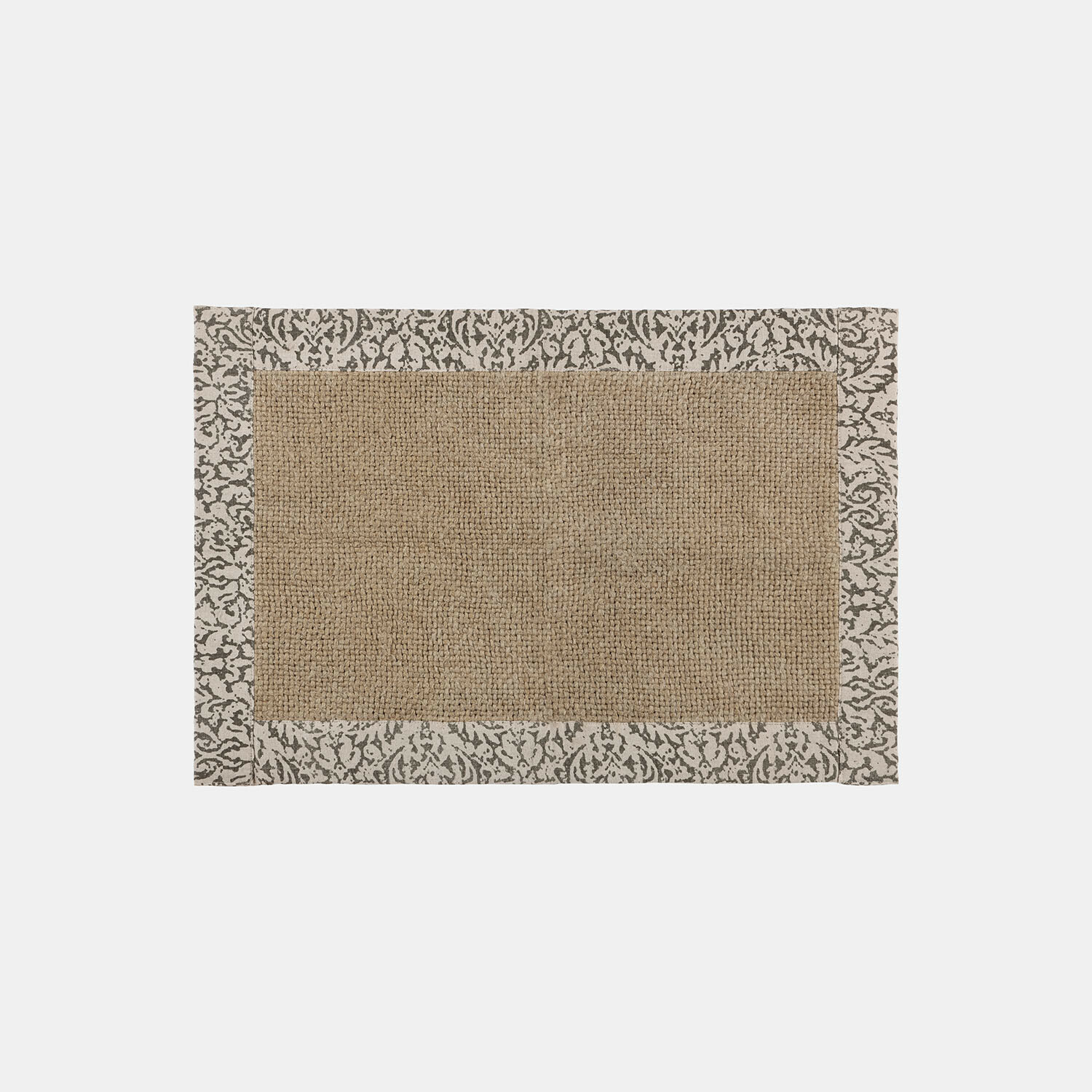 Badematte Falmont Rechteckiger Teppich aus Natur-Jute mit dekorativem grauem Rand, langlebiges Wohnaccessoire