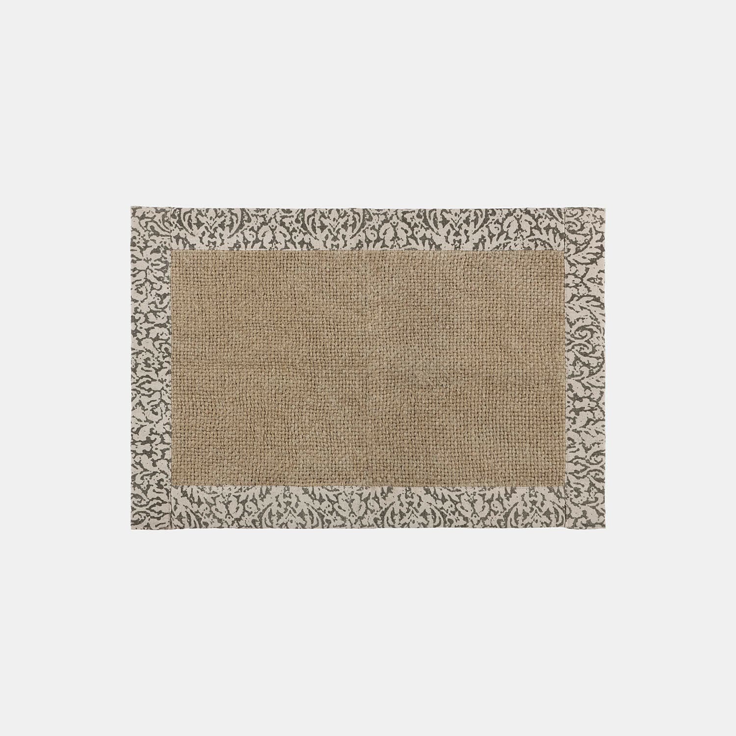 Badematte Falmont Rechteckiger Teppich aus Natur-Jute mit dekorativem grauem Rand, langlebiges Wohnaccessoire