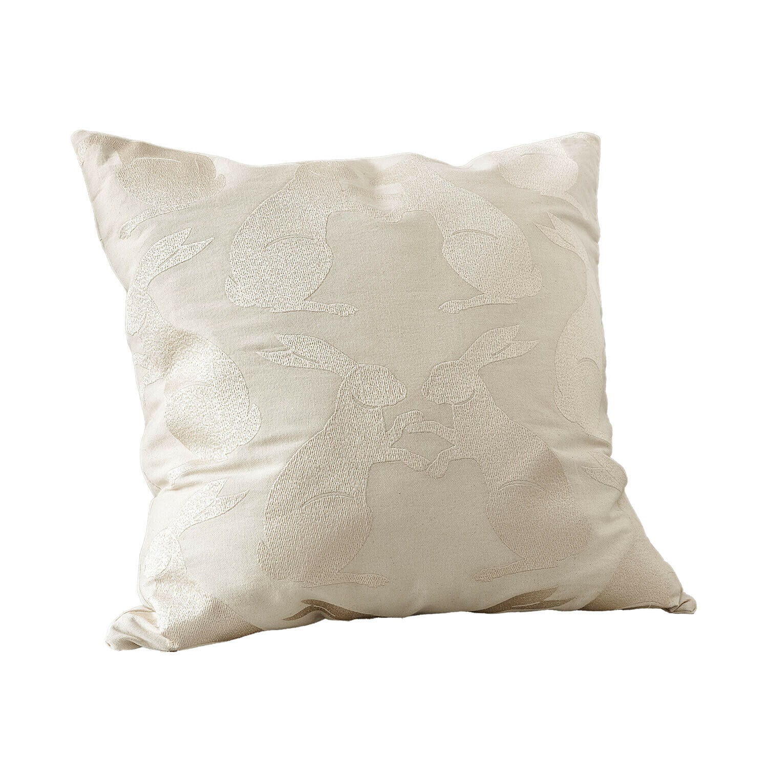 Beiges Dekokissen mit gesticktem Hasenmotiv, weiches Material, stilvolle Wohnraumdekoration