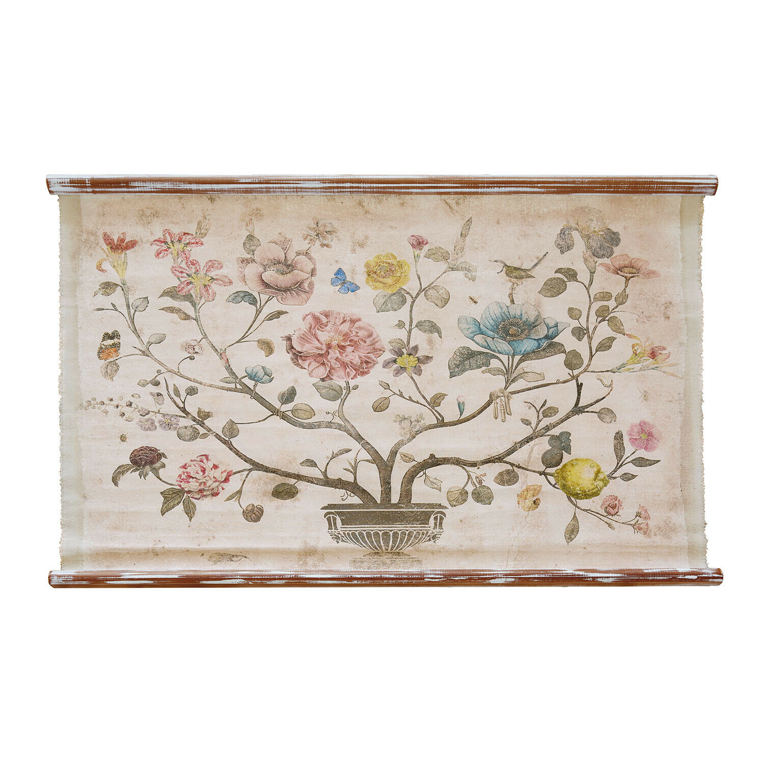 Wandbild Lueur d’Aube Dekorative Leinwand mit pastellfarbenem Blumenmotiv und antik wirkendem Holzrahmen