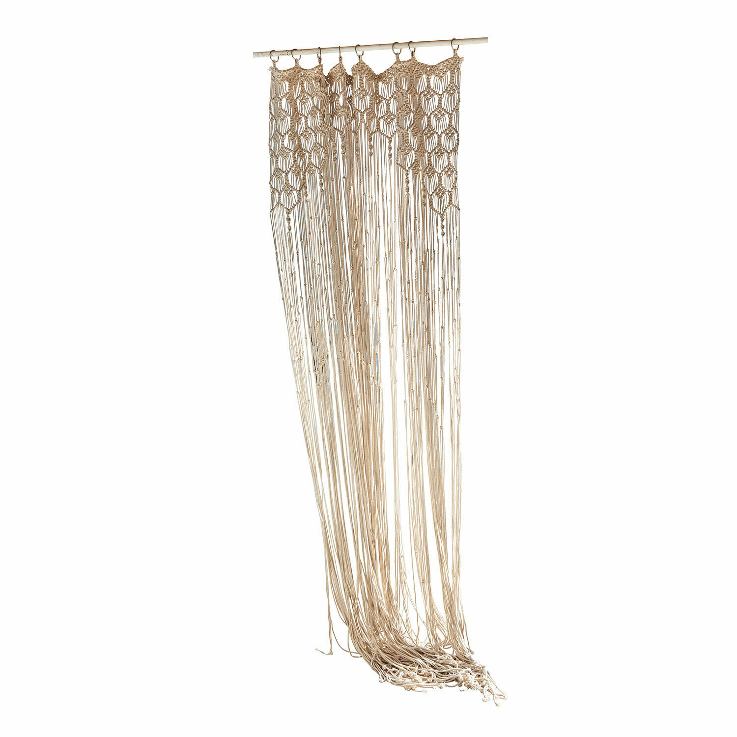 Gardine Manville Beige Makramee-Wandbehang aus Baumwolle mit langen Fransen zur Wohnraumdekoration