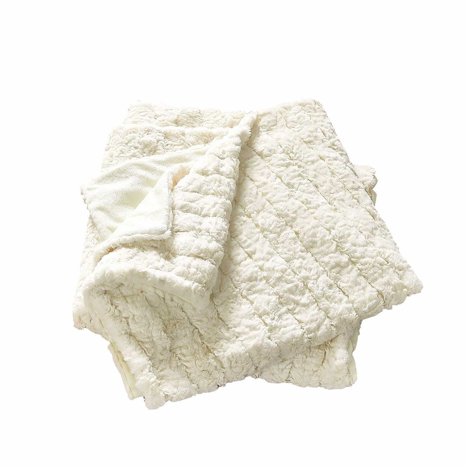 weiß Weiche weiße Kuscheldecke aus Plüsch mit gestepptem Muster, ideal für gemütliche Räume