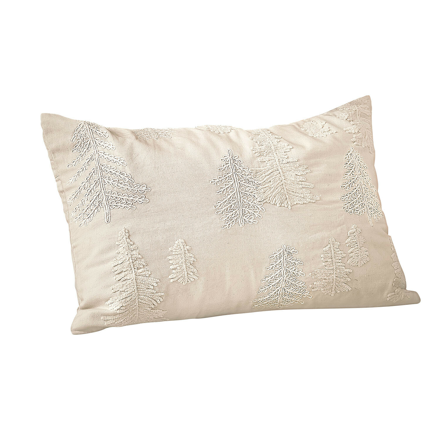 Kissenhülle Finjael Beige Baumwoll-Dekokissen mit besticktem Blattmuster, weich und stilvoll für Wohnzimmer