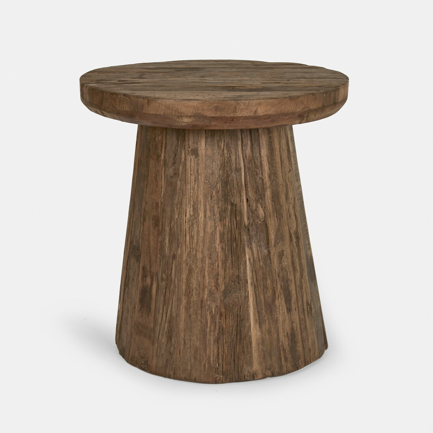 Beistelltisch Yarwood Hocker aus Mangoholz in natürlichem Braun, rustikales Möbelstück für Wohn- und Außenbereich