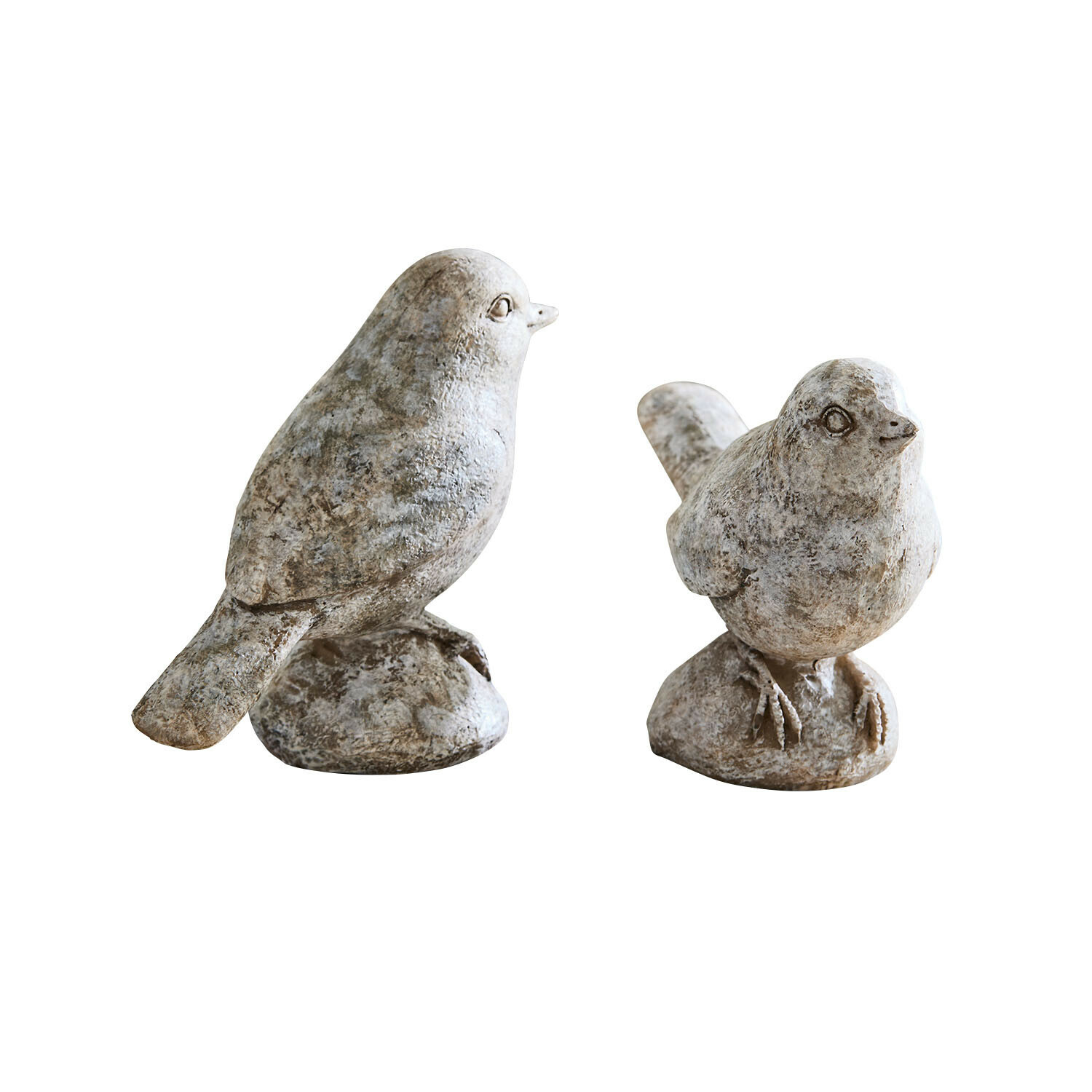 Deko-Vogel 2er Set Corviano Zwei dekorative Vogel-Figuren aus grauem Stein für Wohn- und Gartendekoration