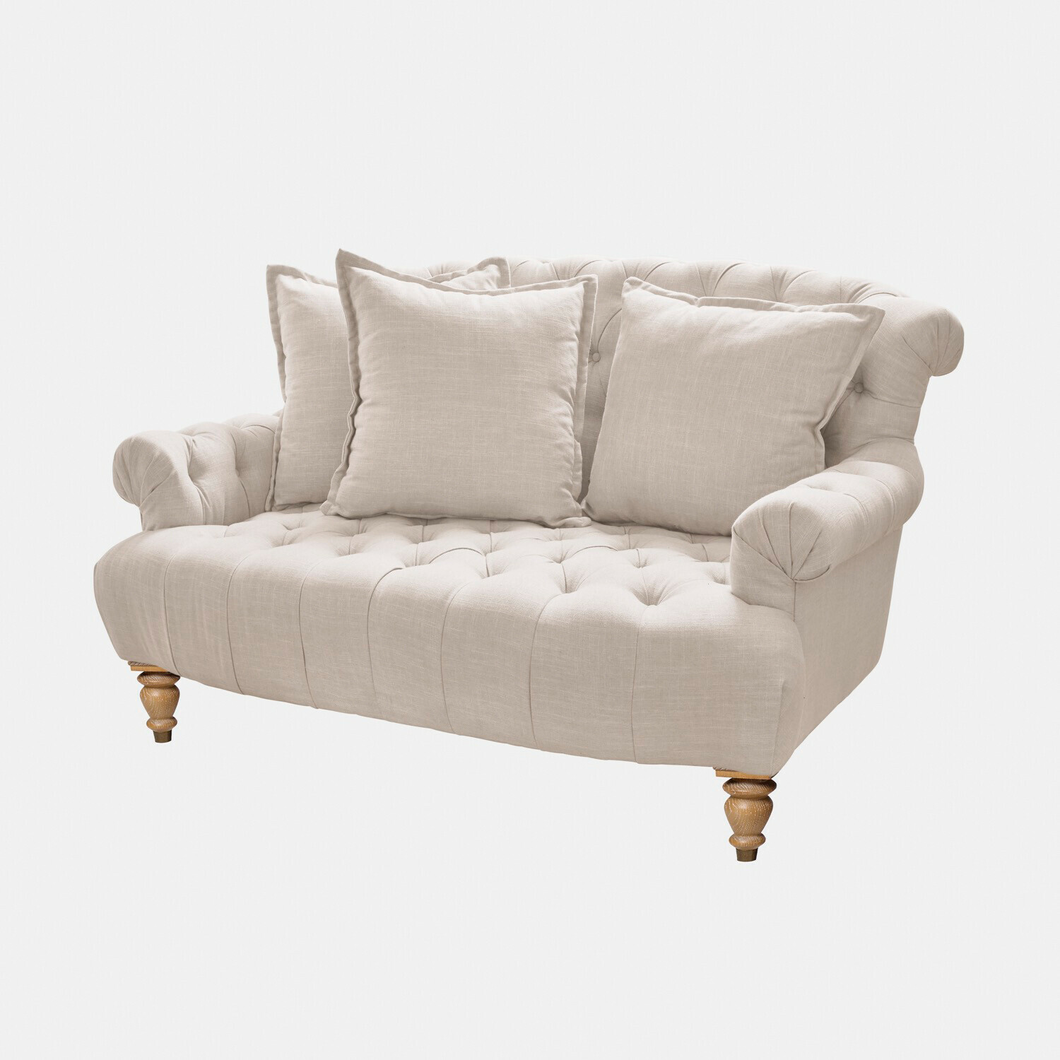 Sofa Springfield Village Beiges Sofa aus Stoff mit gepolstertem Rücken und Holzbeinen, bequeme Kissen