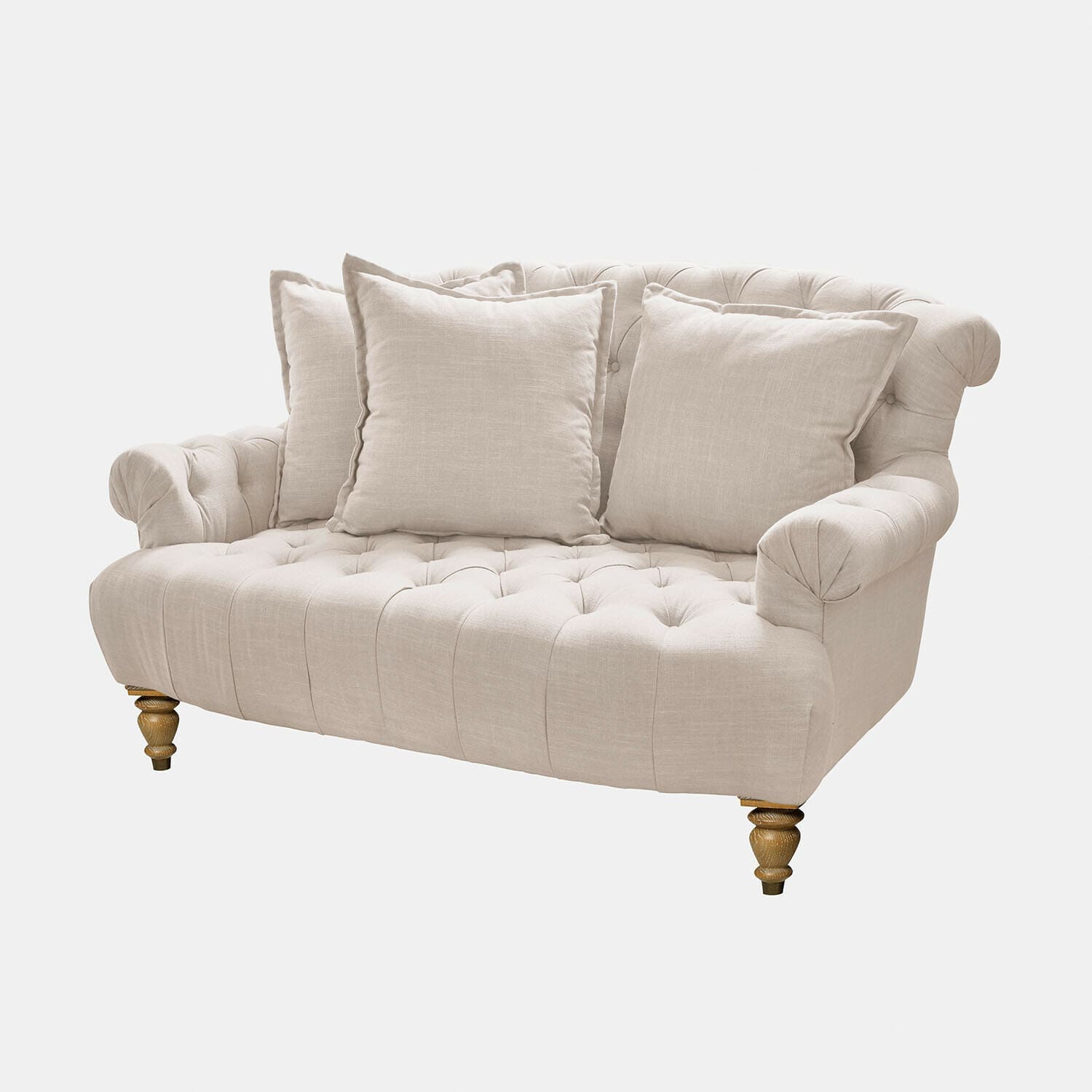 Sofa Springfield Village Beiges Sofa aus Stoff mit gepolstertem Rücken und Holzbeinen, bequeme Kissen
