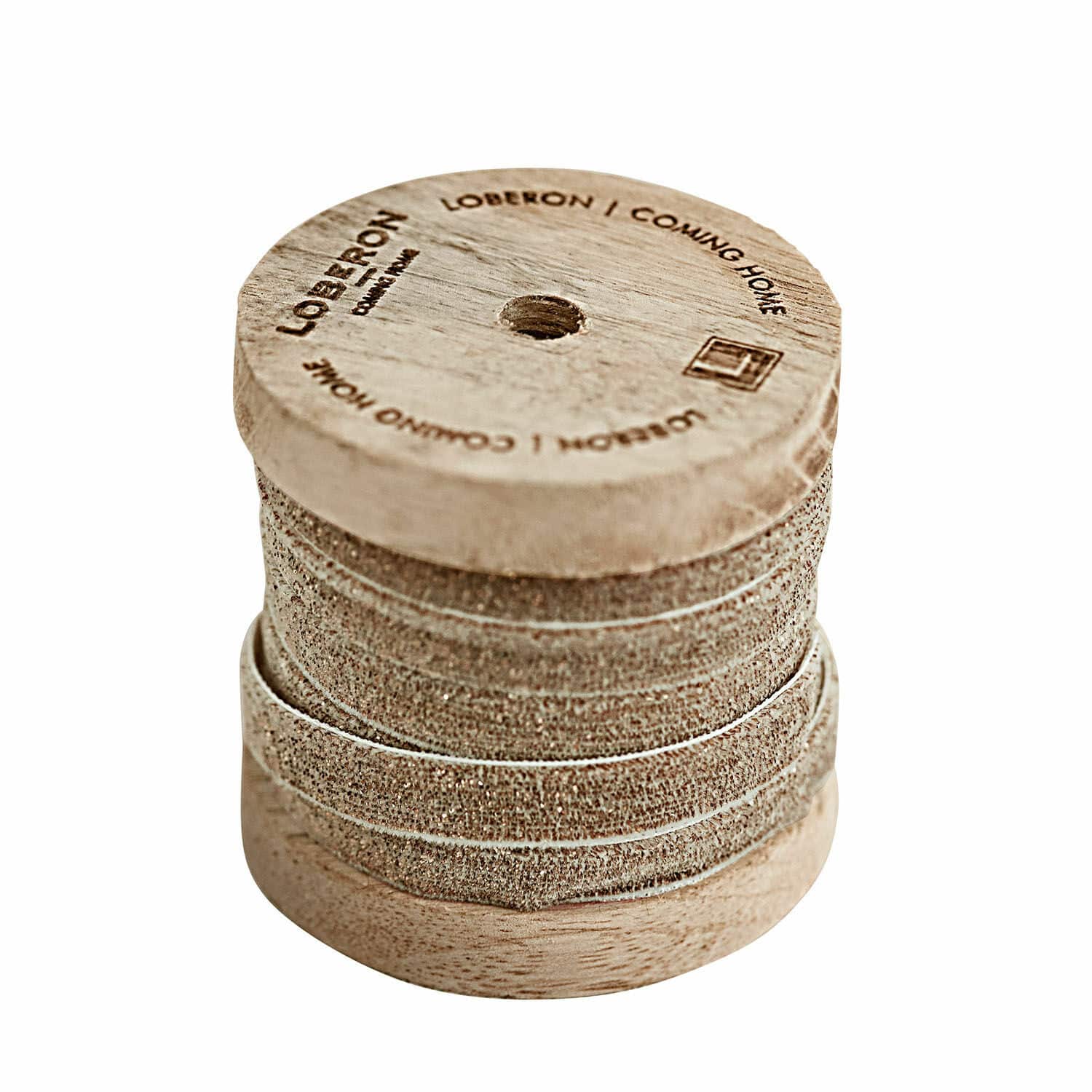 Samtband Ulvane Holzspule mit naturfarbenem beigem Band für Dekoration und Basteln