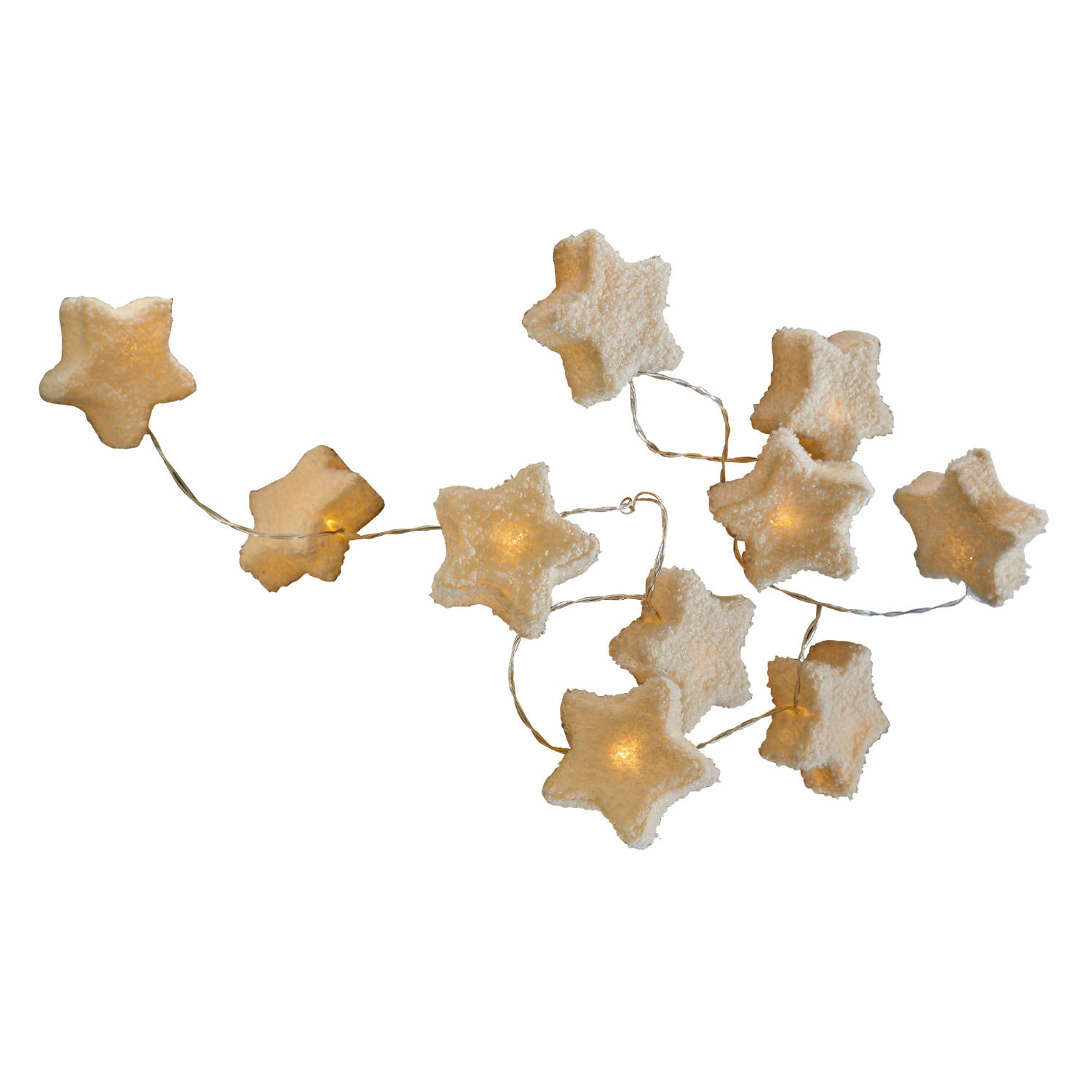 Lichterkette Starwhisper Dekorative Lichterkette mit weißen Sternen aus weichem Material und warmem LED-Licht