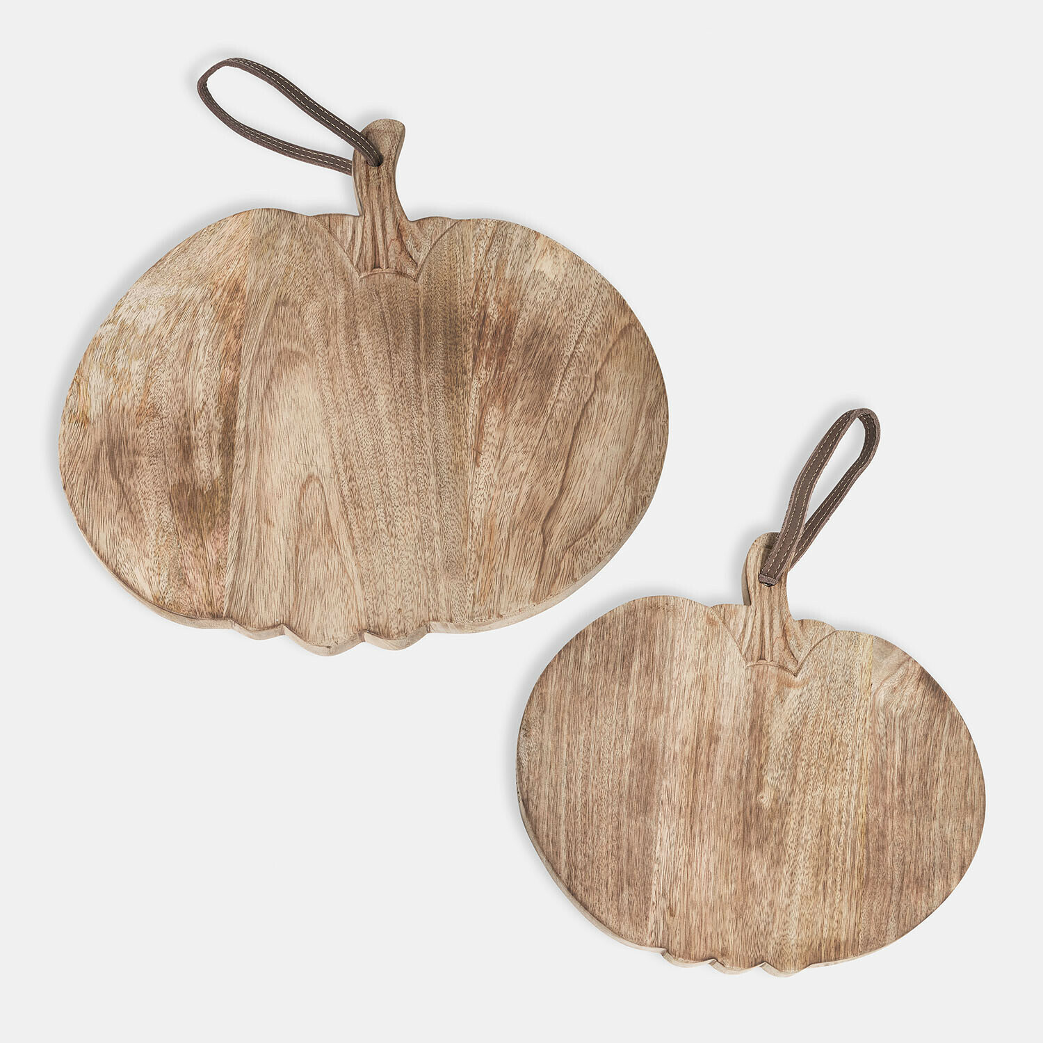 Schneidebrett 2er Set Pavolinos Holz-Schneidebrett in Kürbisform mit Aufhängeschlaufe, natürliche Holzfarbe