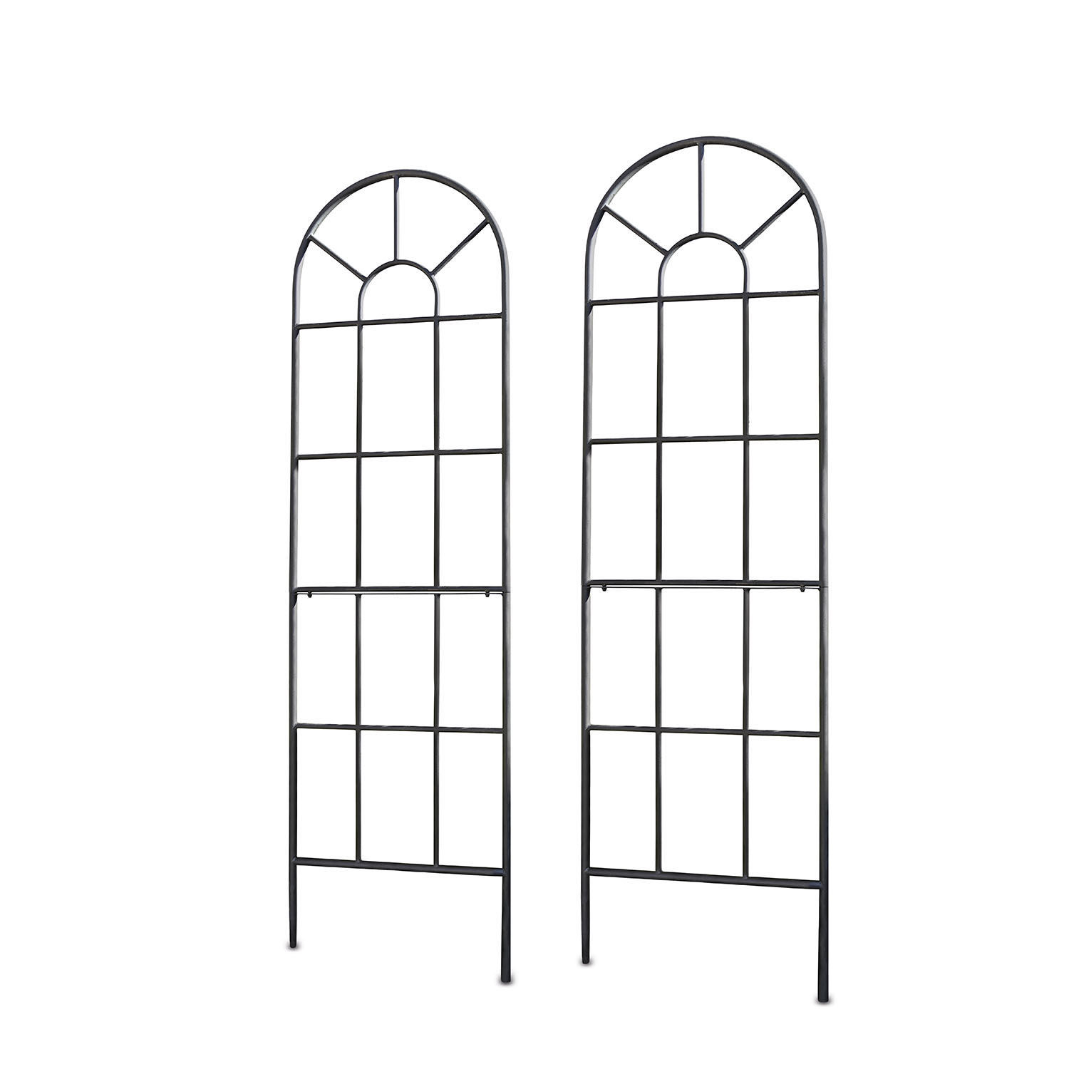 Rankgitter 2er Set Ealdred Zwei schwarze Metall-Gitter mit bogenförmigem Design zur Unterstützung von Kletterpflanzen im Garten