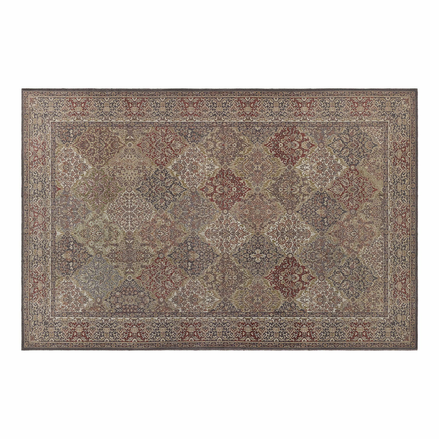 In- & Outdoor-Teppich Malhira Teppich mit Patchwork-Muster in warmen Braun- und Rottönen, stilvolle Bodendekoration fürs Wohnzimmer