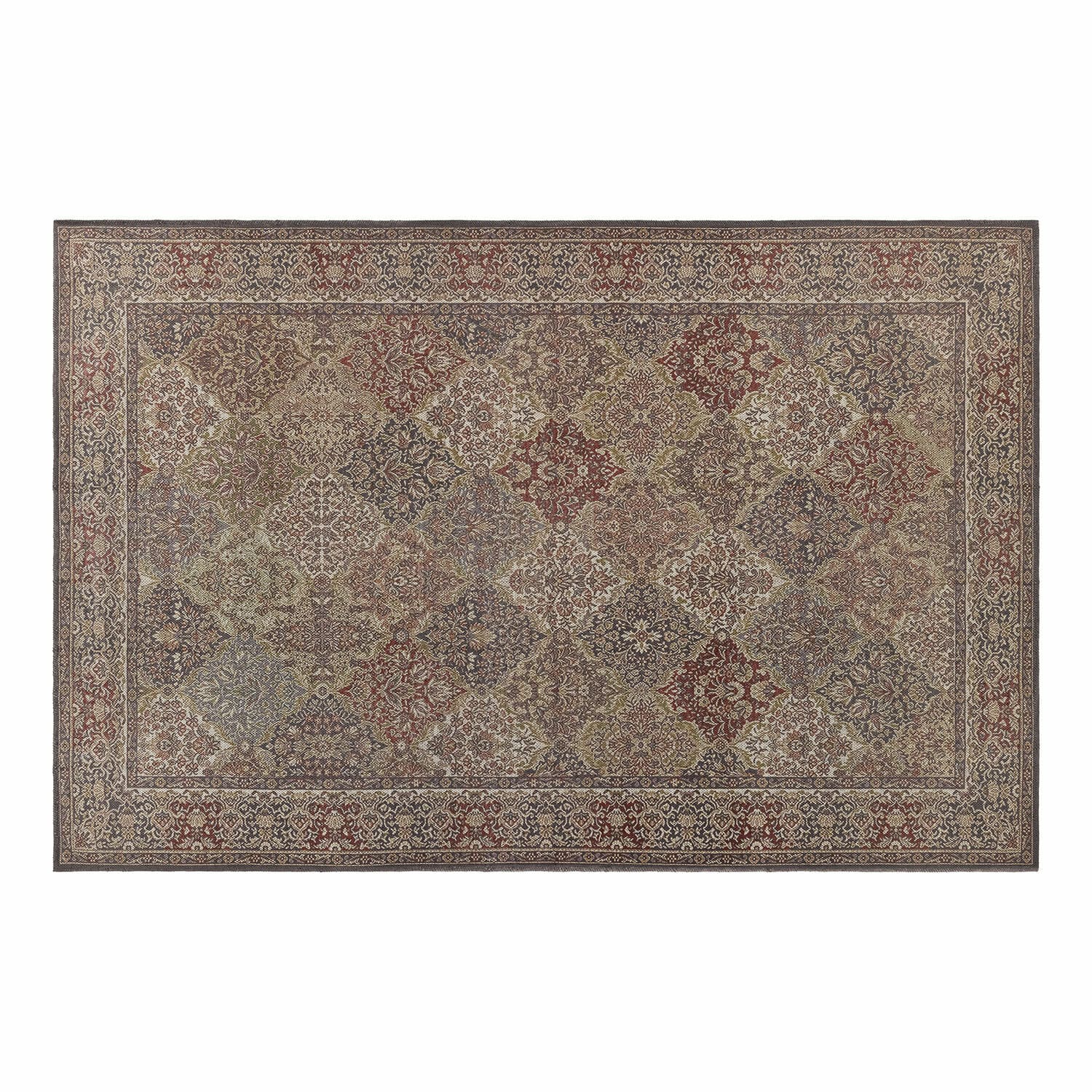 In- & Outdoor-Teppich Malhira Teppich mit Patchwork-Muster in warmen Braun- und Rottönen, stilvolle Bodendekoration fürs Wohnzimmer